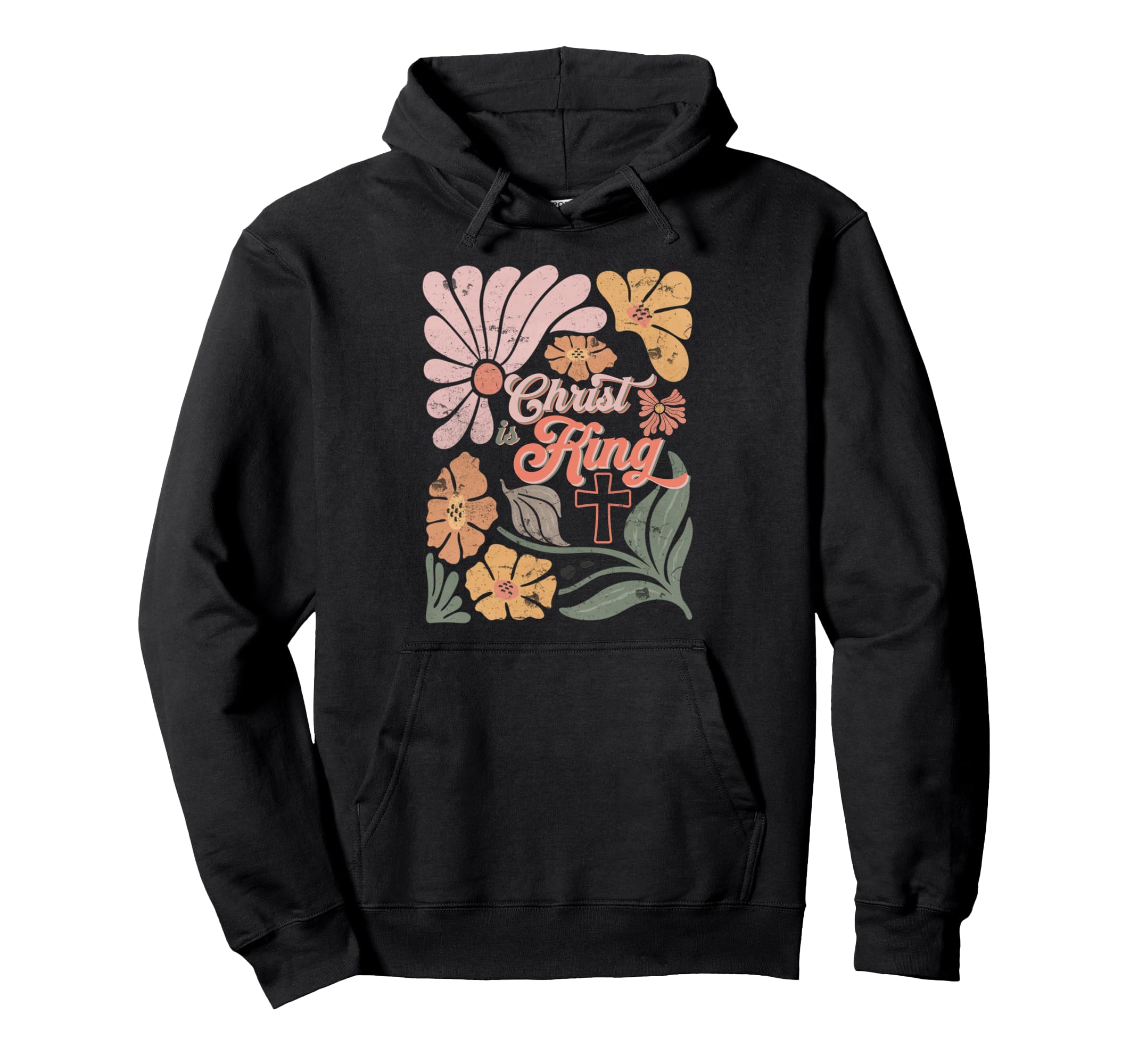 Boho Christian Christ Is King Cross Hoodie - Trendy Graphic Unisex - T-Shirt, Sweatshirt, Hoodie