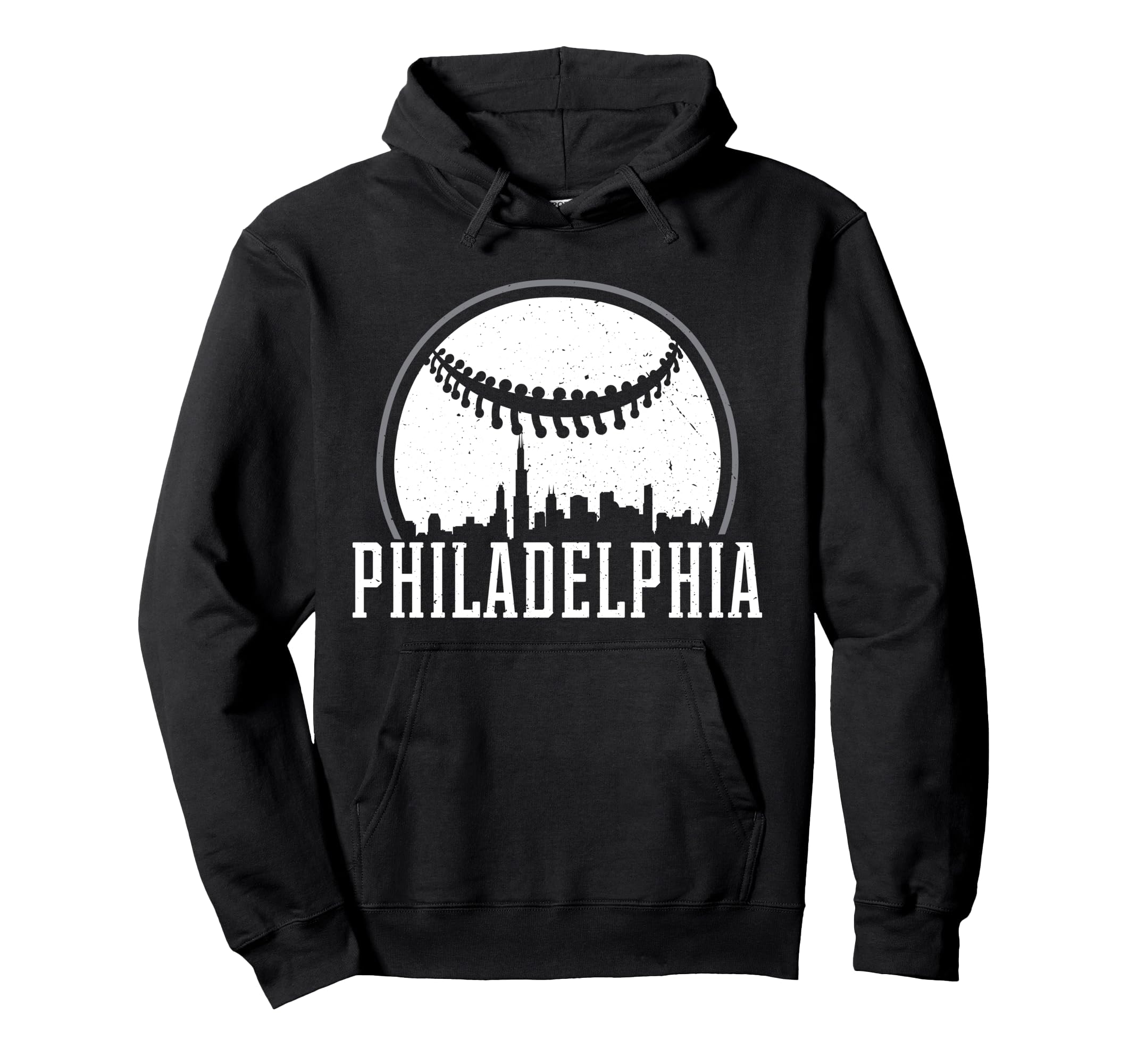 Philadelphia Cityscape Gift Baseball Hoodie - Novelty Apparel Unisex - T-Shirt, Sweatshirt, Hoodie
