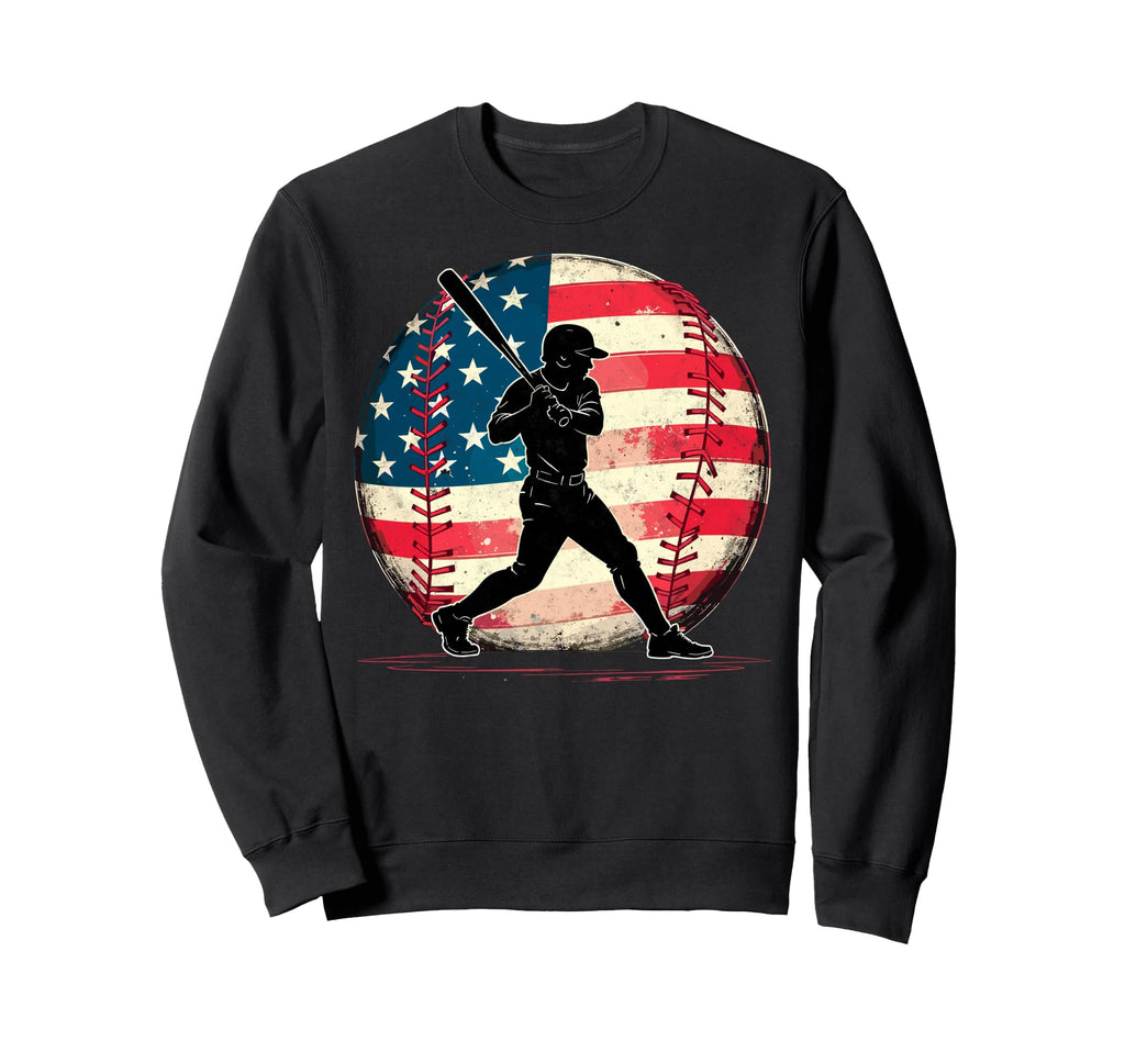 Baseball Us Flag Baseball Lover Sweatshirt - Novelty Apparel for Adults - T-Shirt, Sweatshirt, Hoodie