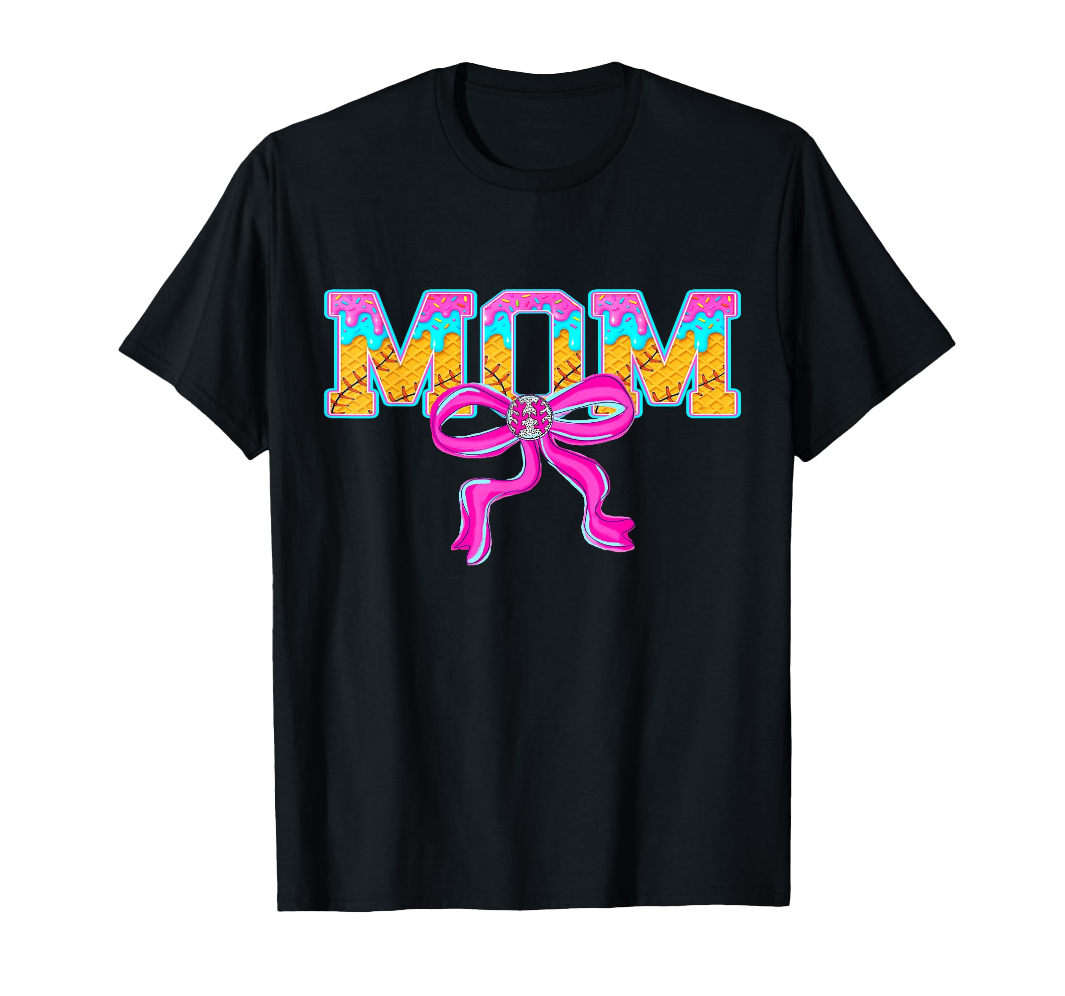 Baseball Mom Ice Cream Drip Game Day T-Shirt - Custom Art Print Unisex - T-Shirt, Sweatshirt, Hoodie