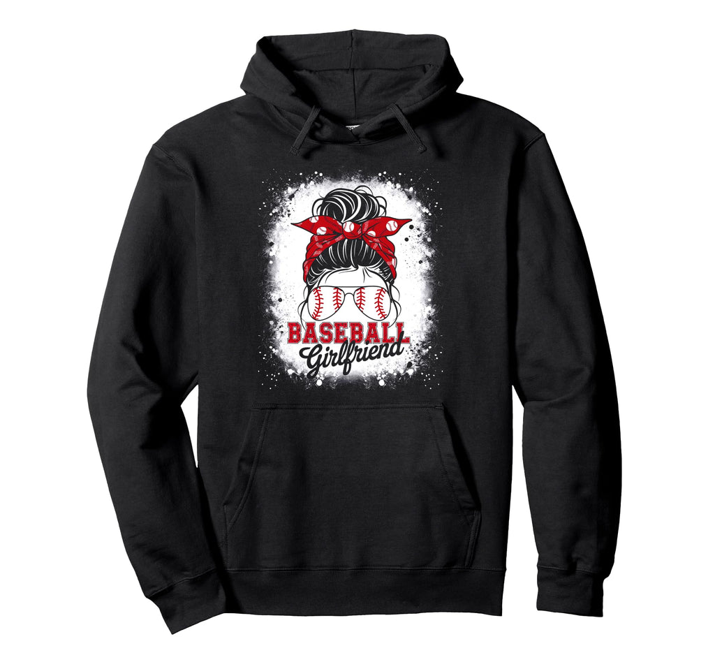 Baseball Girlfriend Messy Bun Hair Hoodie - Novelty Apparel Men Women - T-Shirt, Sweatshirt, Hoodie
