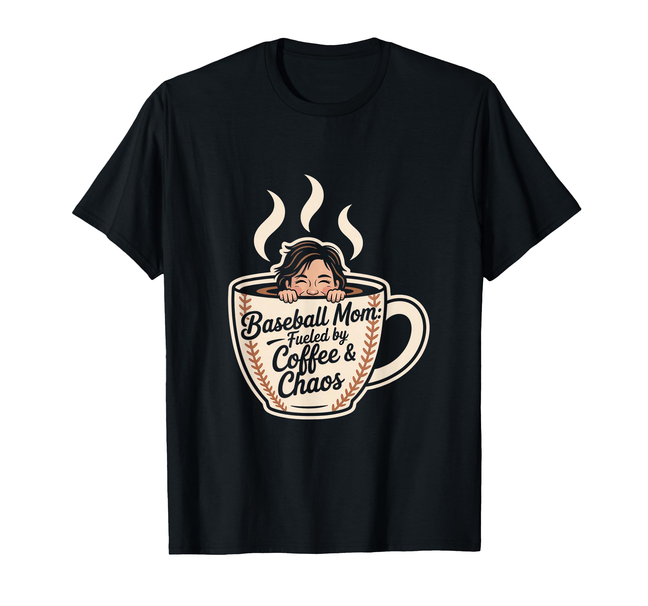 Baseball Mom Fueled Coffee And Chaos T-Shirt - Trendy Graphic for Adults - T-Shirt, Sweatshirt, Hoodie