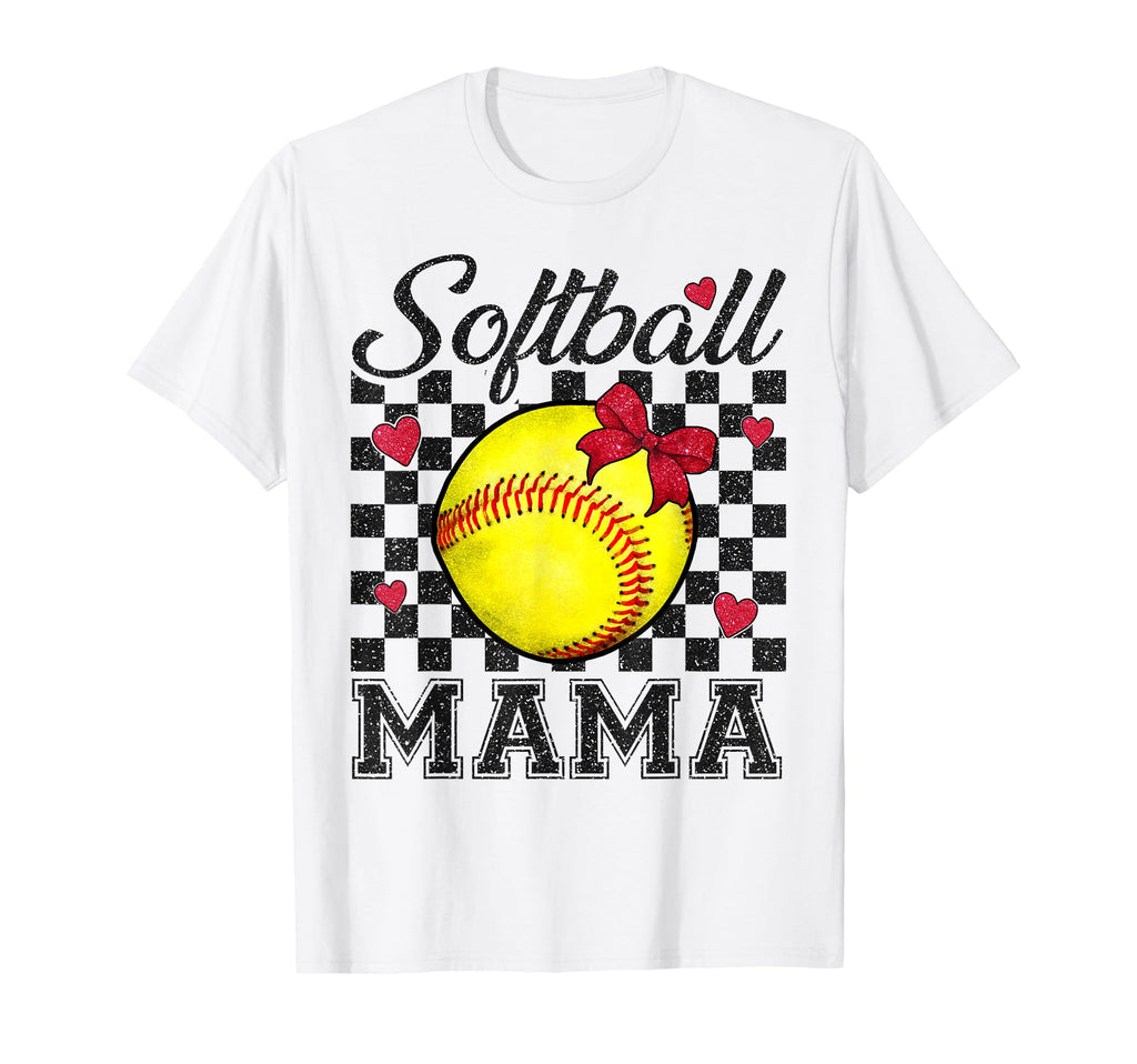 Softball Mama Bow Softball Mom T-Shirt - Casual Everyday Wear Men Women - T-Shirt, Sweatshirt, Hoodie