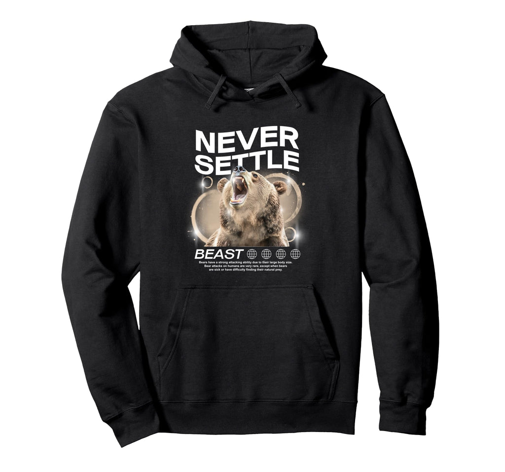 Y2K Never Settle Bold Urban Hoodie - Casual Everyday Wear Men Women - T-Shirt, Sweatshirt, Hoodie