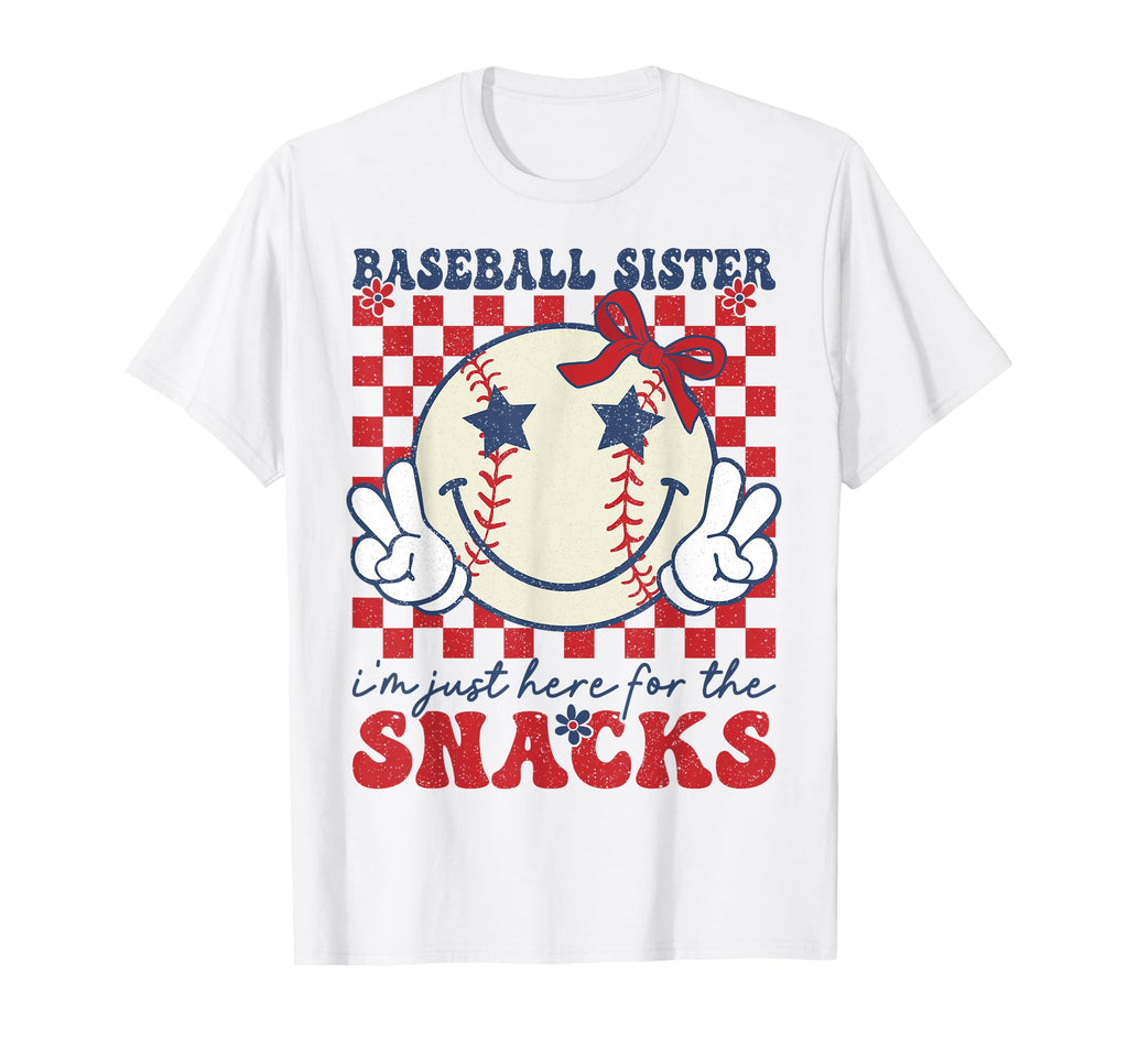 Baseball Sister Im Just Here Snacks T-Shirt - Trendy Graphic for Adults - T-Shirt, Sweatshirt, Hoodie
