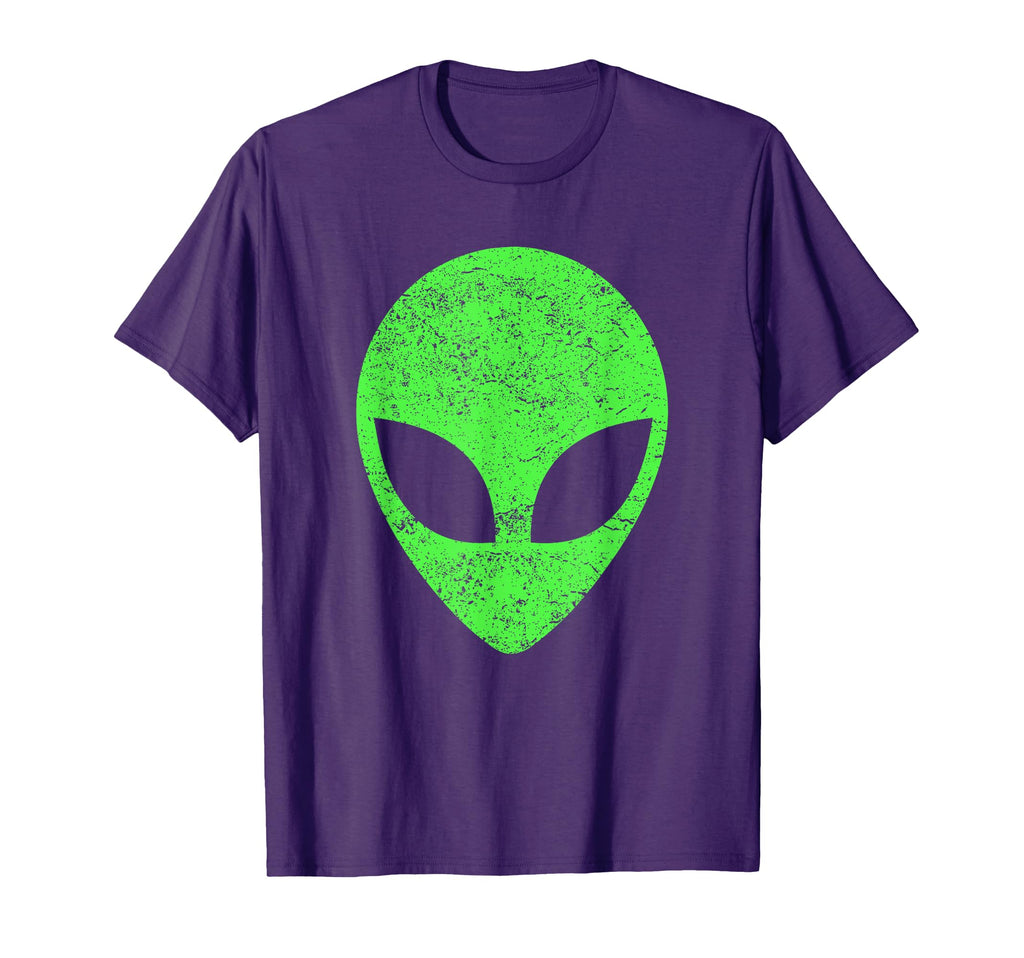 Green Alien Head Distressed Storm Area T-Shirt - Unique Graphic Men Women - T-Shirt, Sweatshirt, Hoodie
