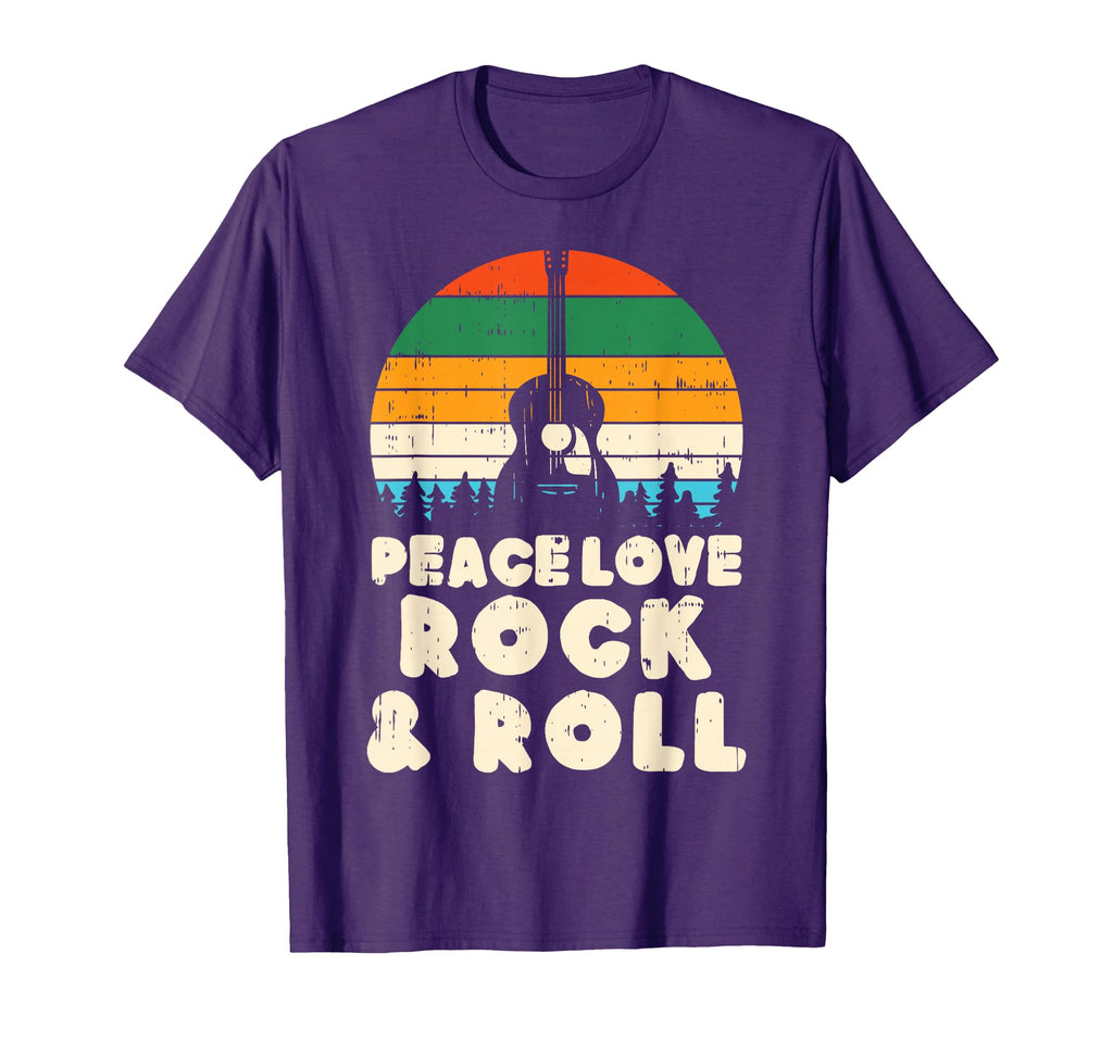 Peace Love Rock N Roll Guitar 80S T-Shirt - Unique Graphic Men Women - T-Shirt, Sweatshirt, Hoodie