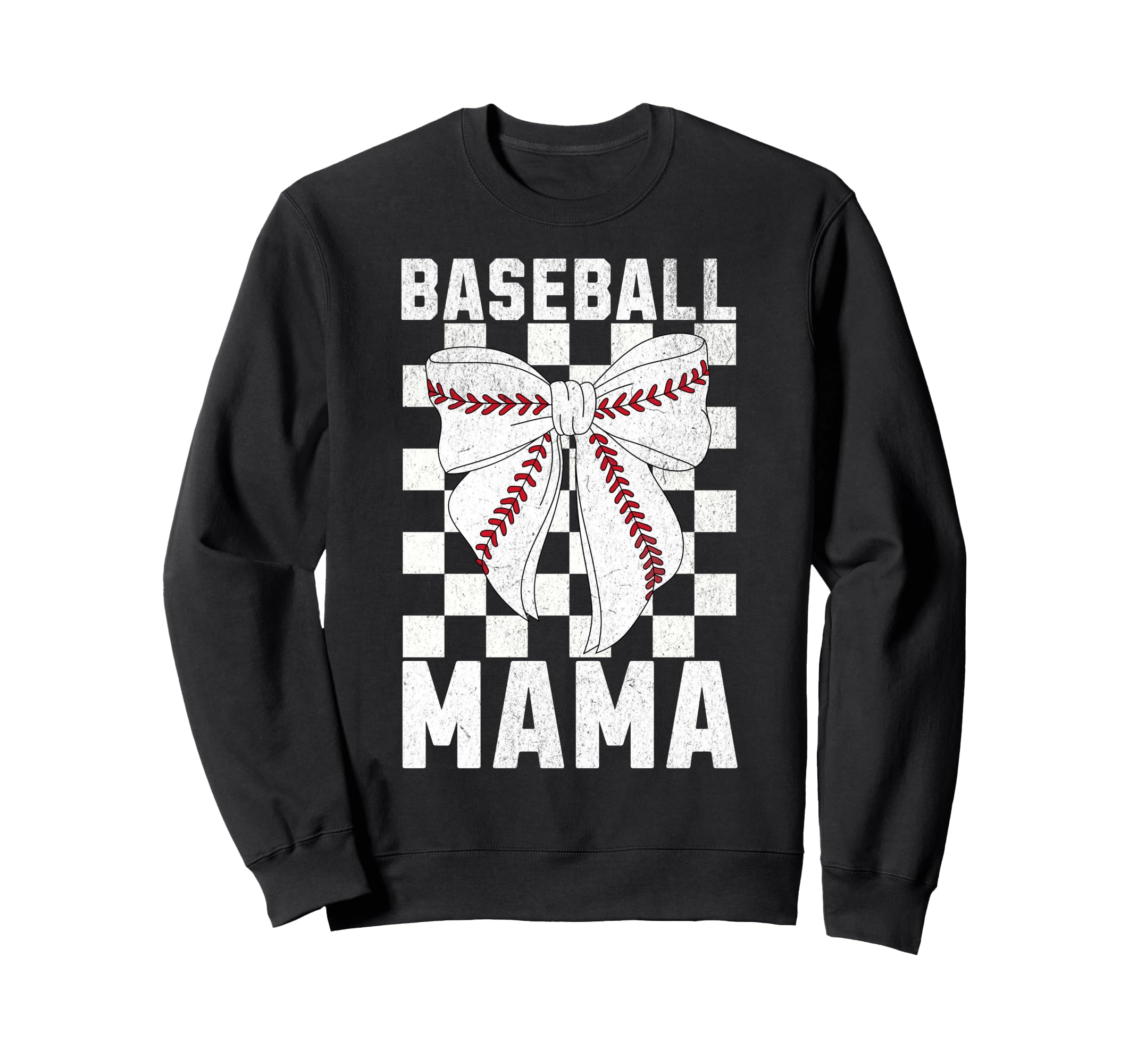 Baseball Mama Mom Coquette Bow Sweatshirt - Casual Everyday Wear Men Women - T-Shirt, Sweatshirt, Hoodie