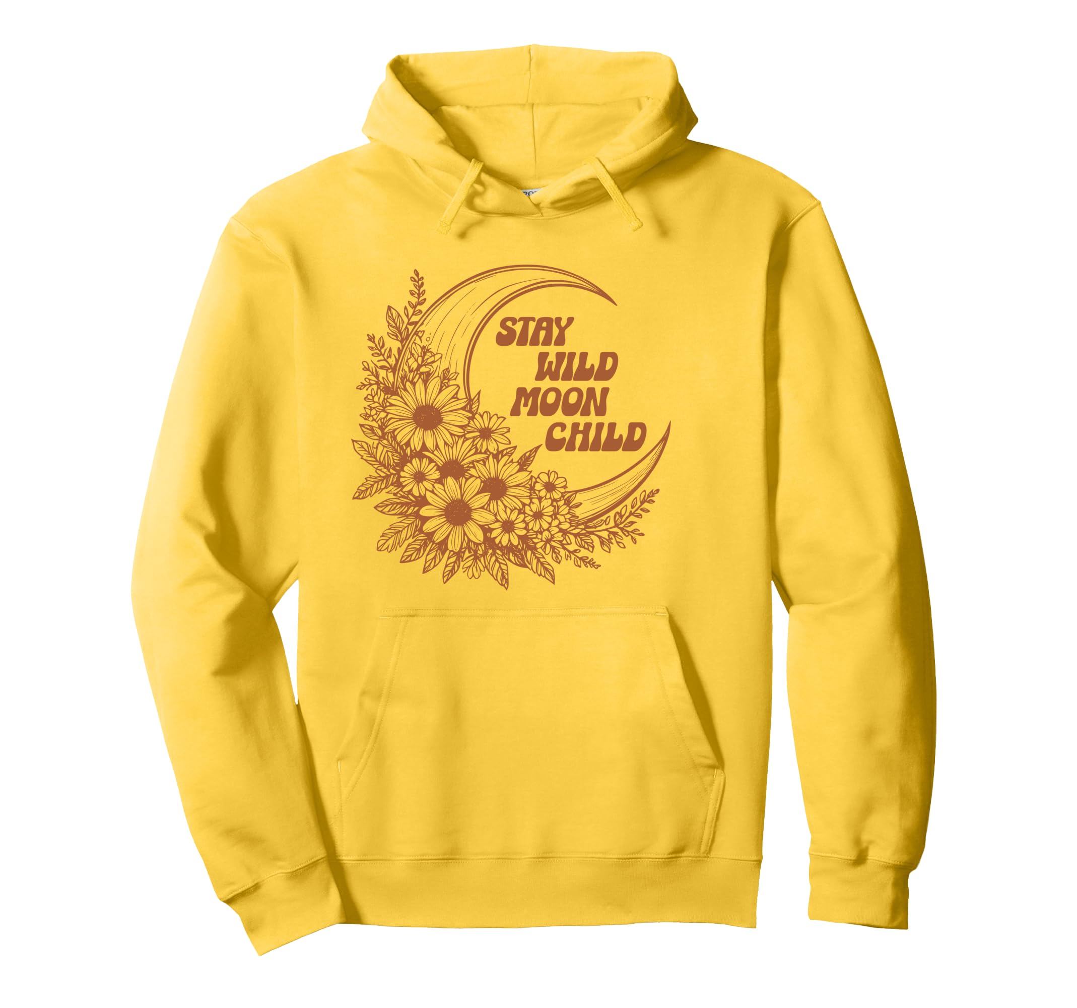 Boho Moon Floral Wildflower Line Art Hoodie - Fun Novelty Design Unisex - T-Shirt, Sweatshirt, Hoodie