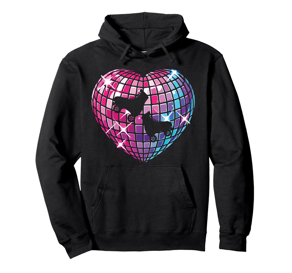 Roller Skating Skate 1970S Disco Ball Heart Hoodie - Novelty Apparel Unisex - T-Shirt, Sweatshirt, Hoodie