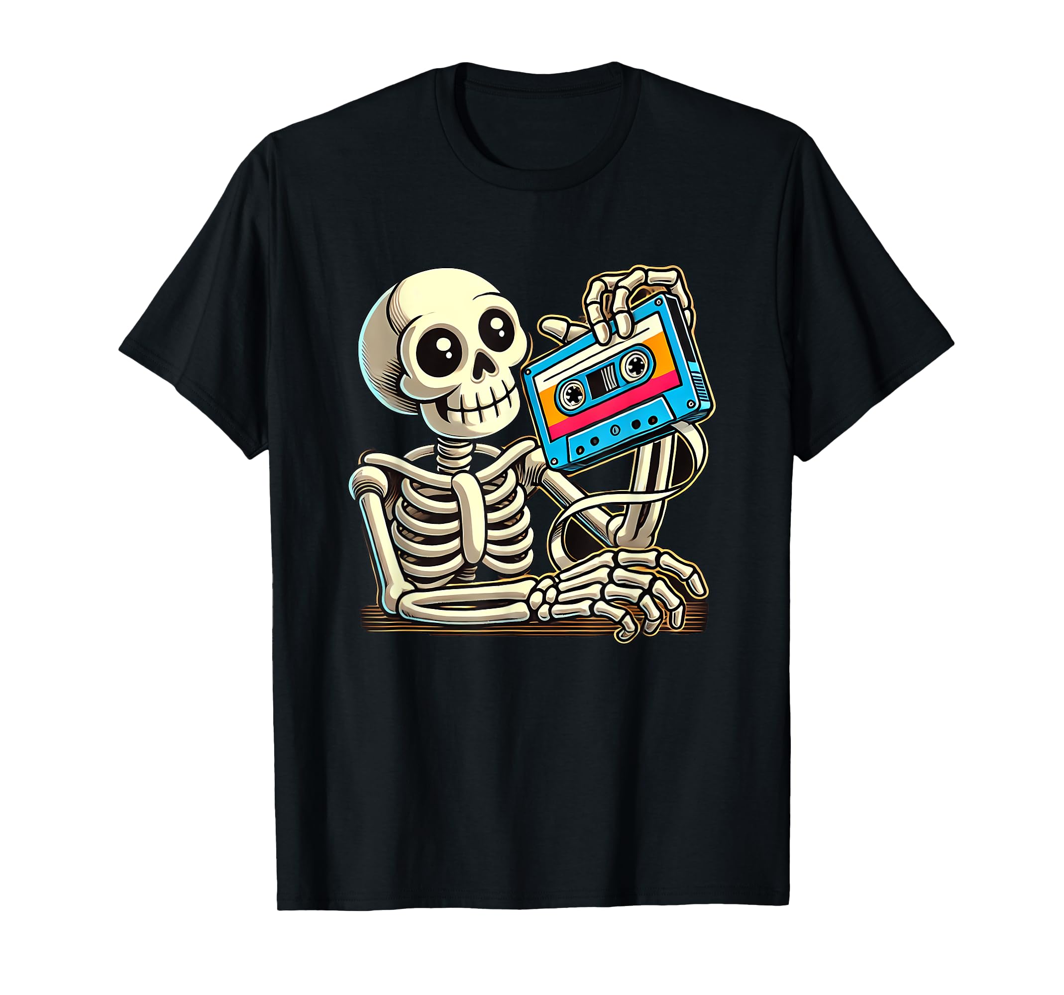 Halloween Skeleton Cassette Tape T-Shirt - Trendy Graphic Men Women - T-Shirt, Sweatshirt, Hoodie