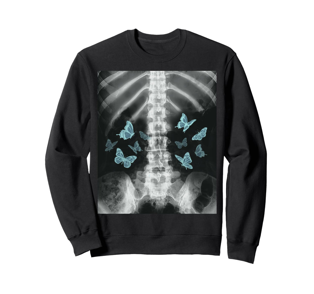 Xray Skeleton Blue Butterfly Egirl Sweatshirt - Graphic Print Men Women - T-Shirt, Sweatshirt, Hoodie