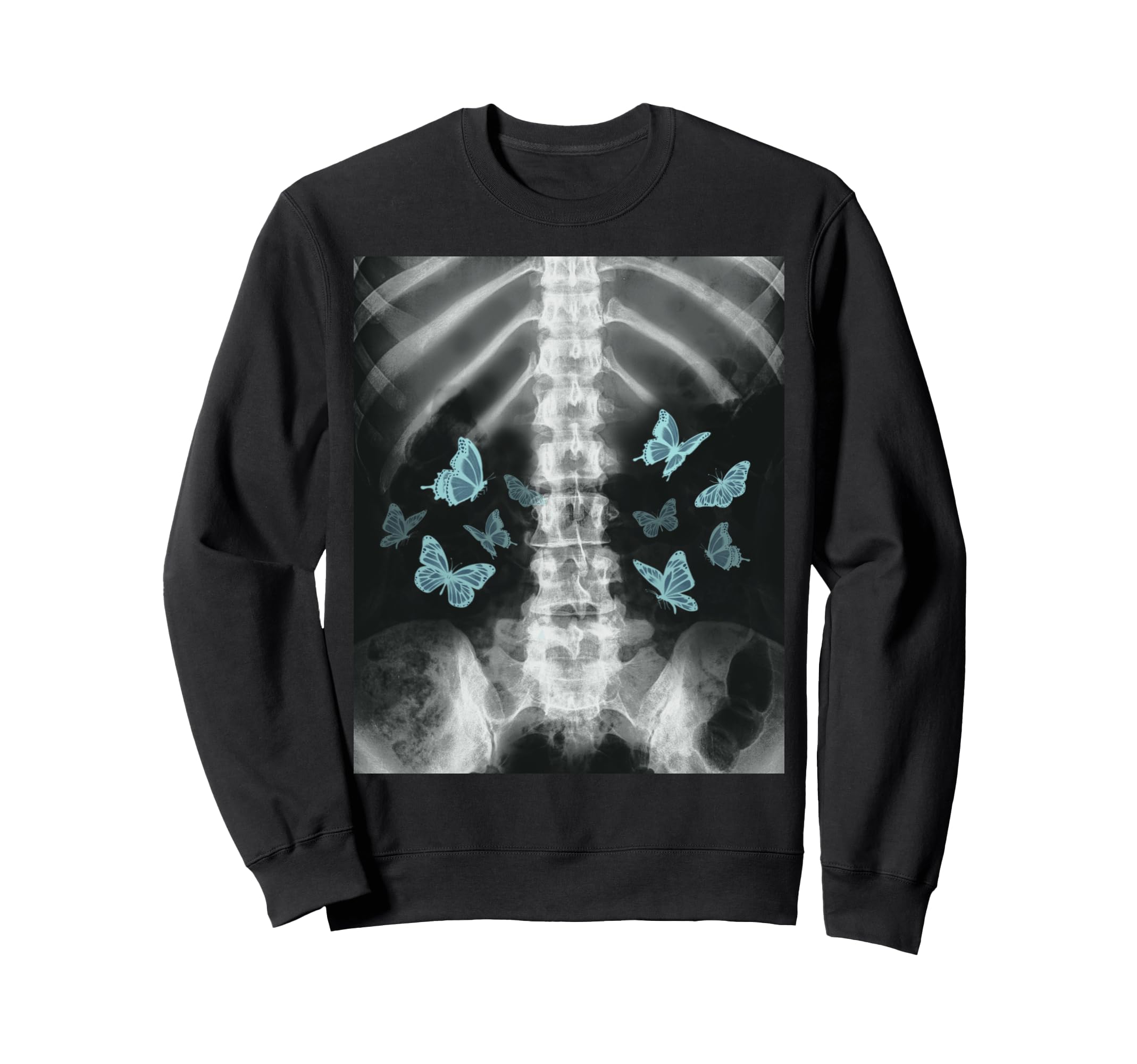 Xray Skeleton Blue Butterfly Egirl Sweatshirt - Graphic Print Men Women - T-Shirt, Sweatshirt, Hoodie