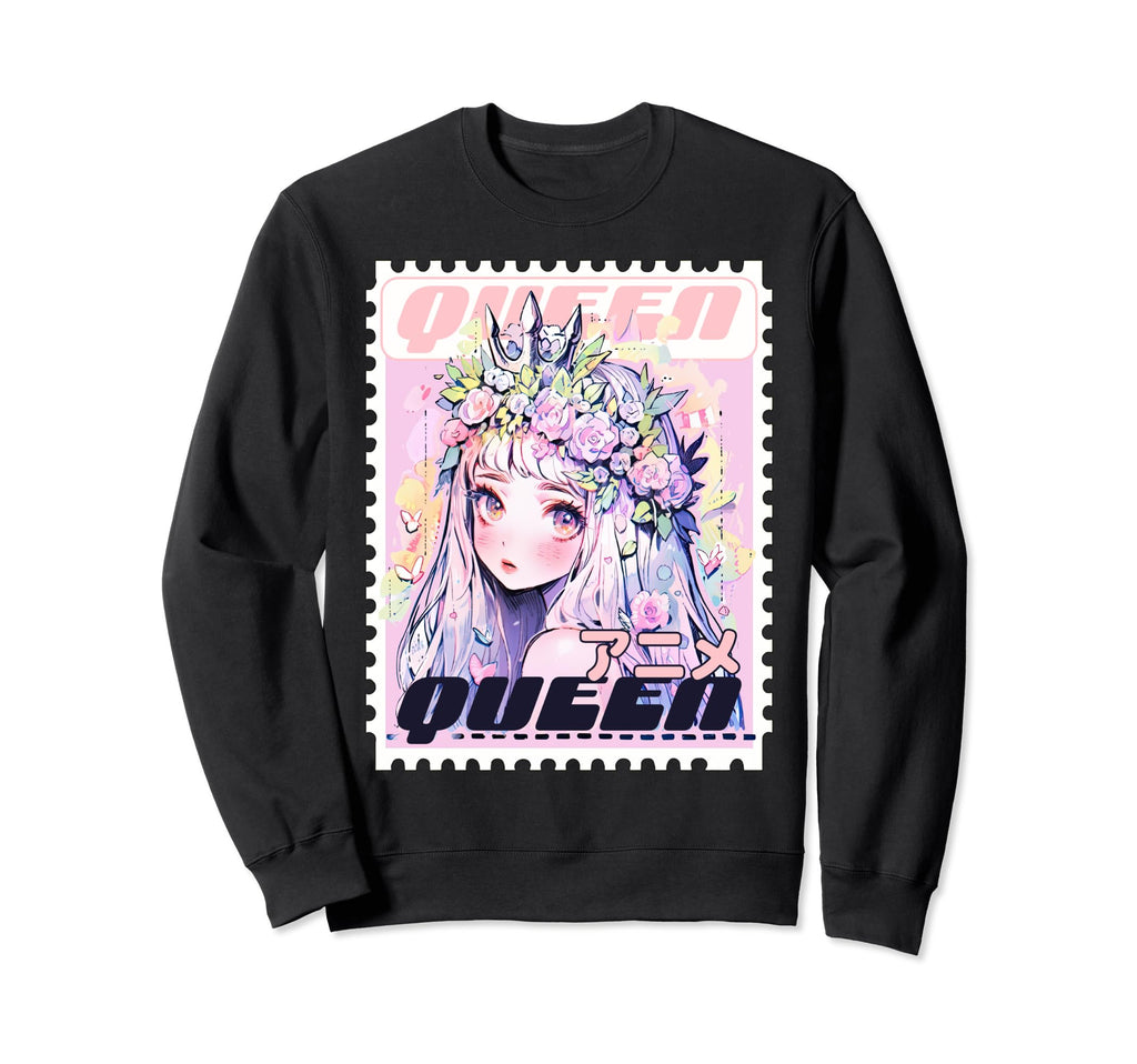Waifu Floral Crown Y2K Anime Pastel Sweatshirt - Graphic Print for Adults - T-Shirt, Sweatshirt, Hoodie