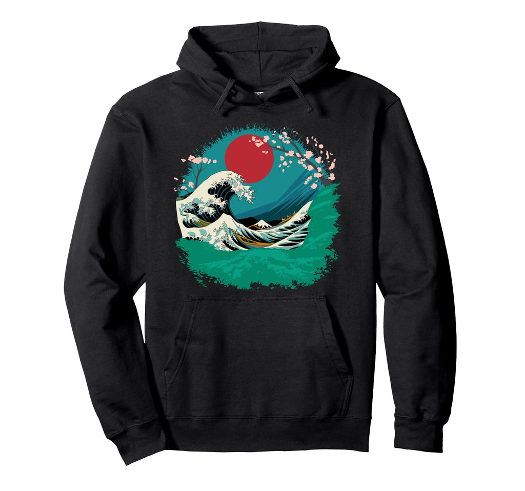 Big Wave Vaporwave Aesthetic 80S Anime Hoodie - Streetwear Style Men Women - T-Shirt, Sweatshirt, Hoodie