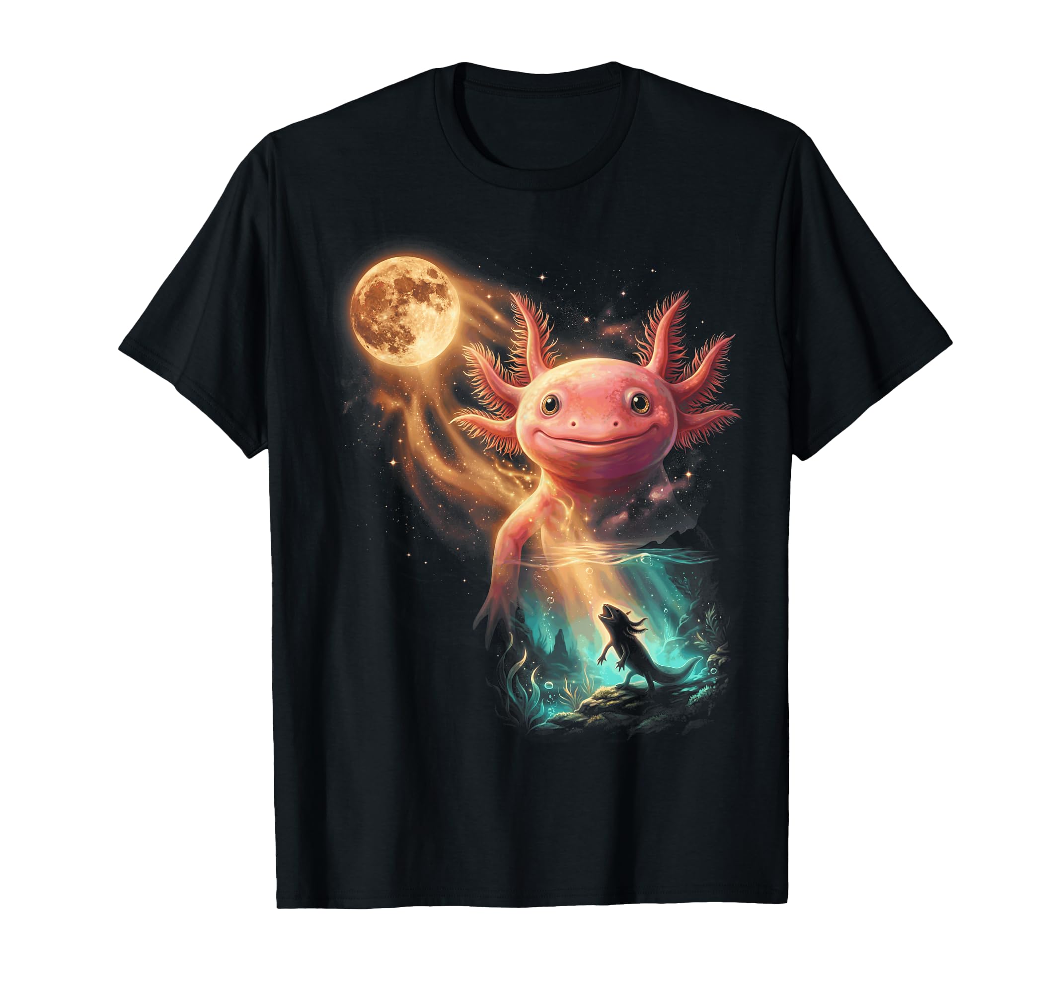 90S Axolotl Celestial Moon Y2K T-Shirt - Trendy Graphic for Adults - T-Shirt, Sweatshirt, Hoodie