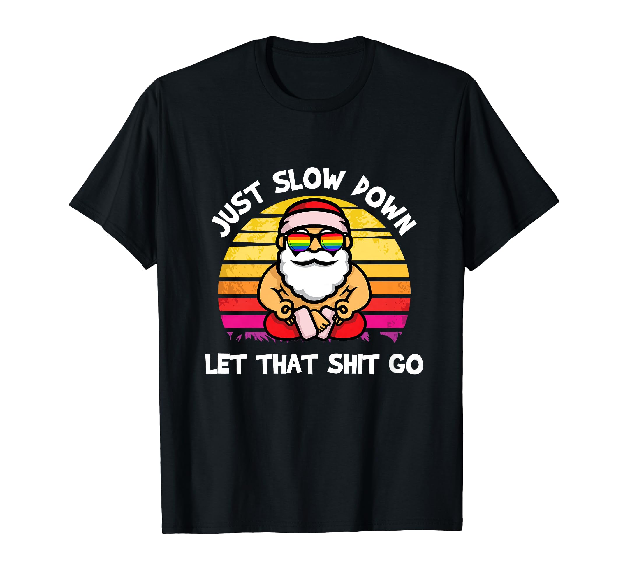 Santa Meditation Yoga Lgbt Q Sunset Gifts T-Shirt - Custom Art Print Unisex - T-Shirt, Sweatshirt, Hoodie