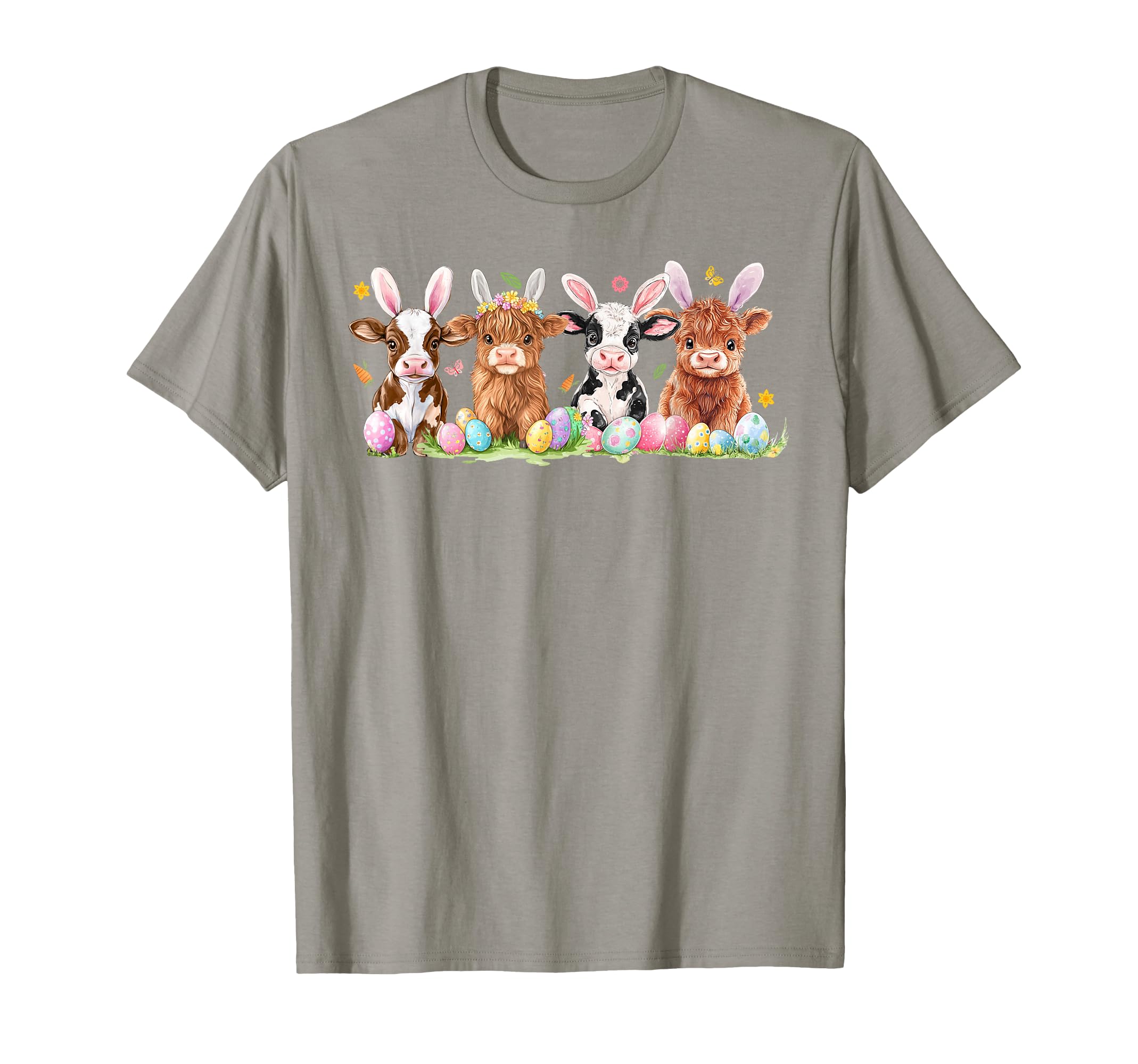 Bunny Highland Cow Farmer Western T-Shirt - Casual Everyday Wear Men Women - T-Shirt, Sweatshirt, Hoodie