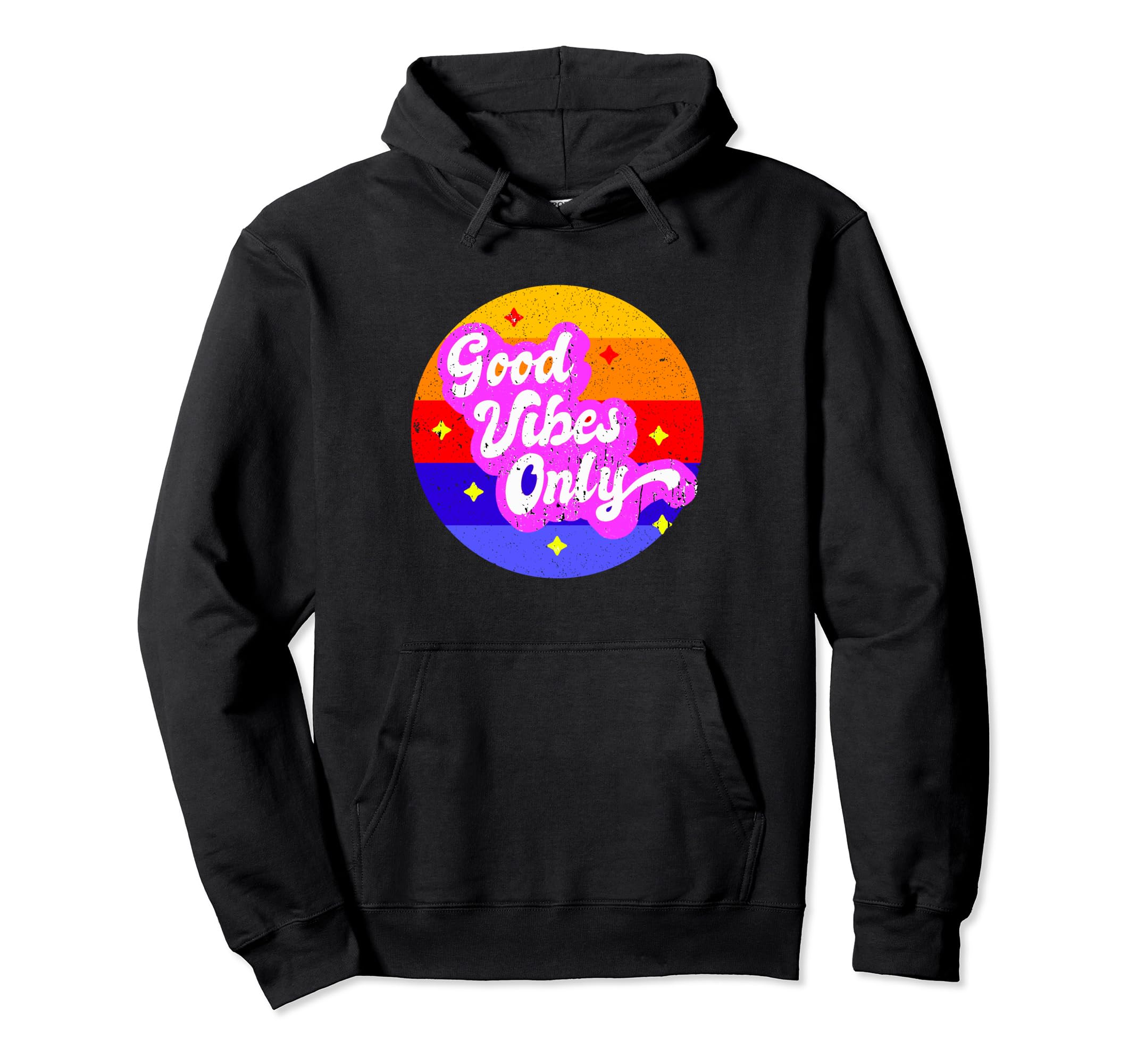 Good Vibes Only Distressed Sunset Hoodie - Fun Novelty Design Unisex - T-Shirt, Sweatshirt, Hoodie