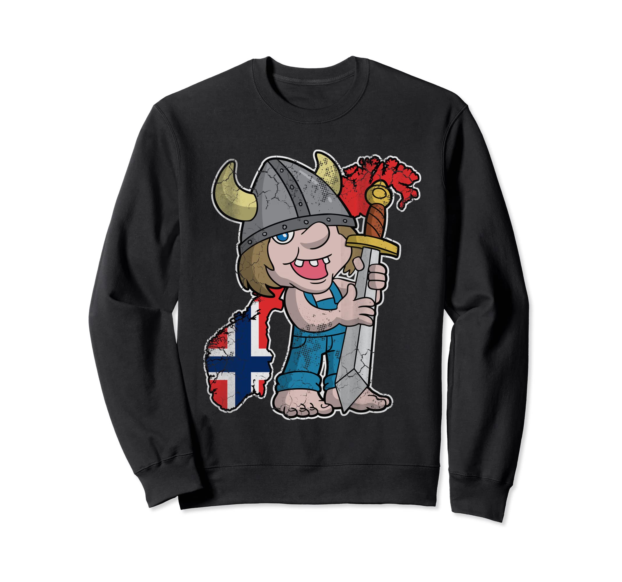 Norwegian Troll Norway Flag Norge Sweatshirt - Minimalist Print Unisex - T-Shirt, Sweatshirt, Hoodie