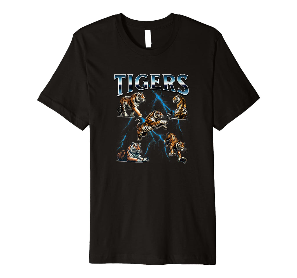 Tiger Lover 80S Throwback Lighting T-Shirt - Fun Novelty Design Unisex - T-Shirt, Sweatshirt, Hoodie