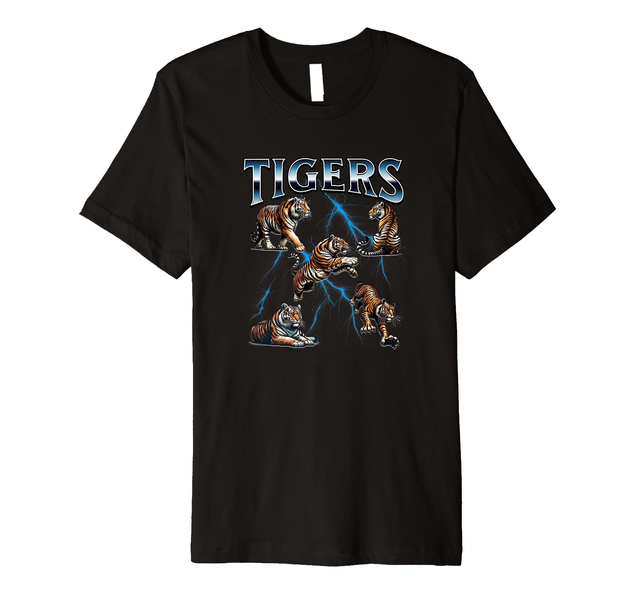 Tiger Lover 80S Throwback Lighting T-Shirt - Fun Novelty Design Unisex - T-Shirt, Sweatshirt, Hoodie