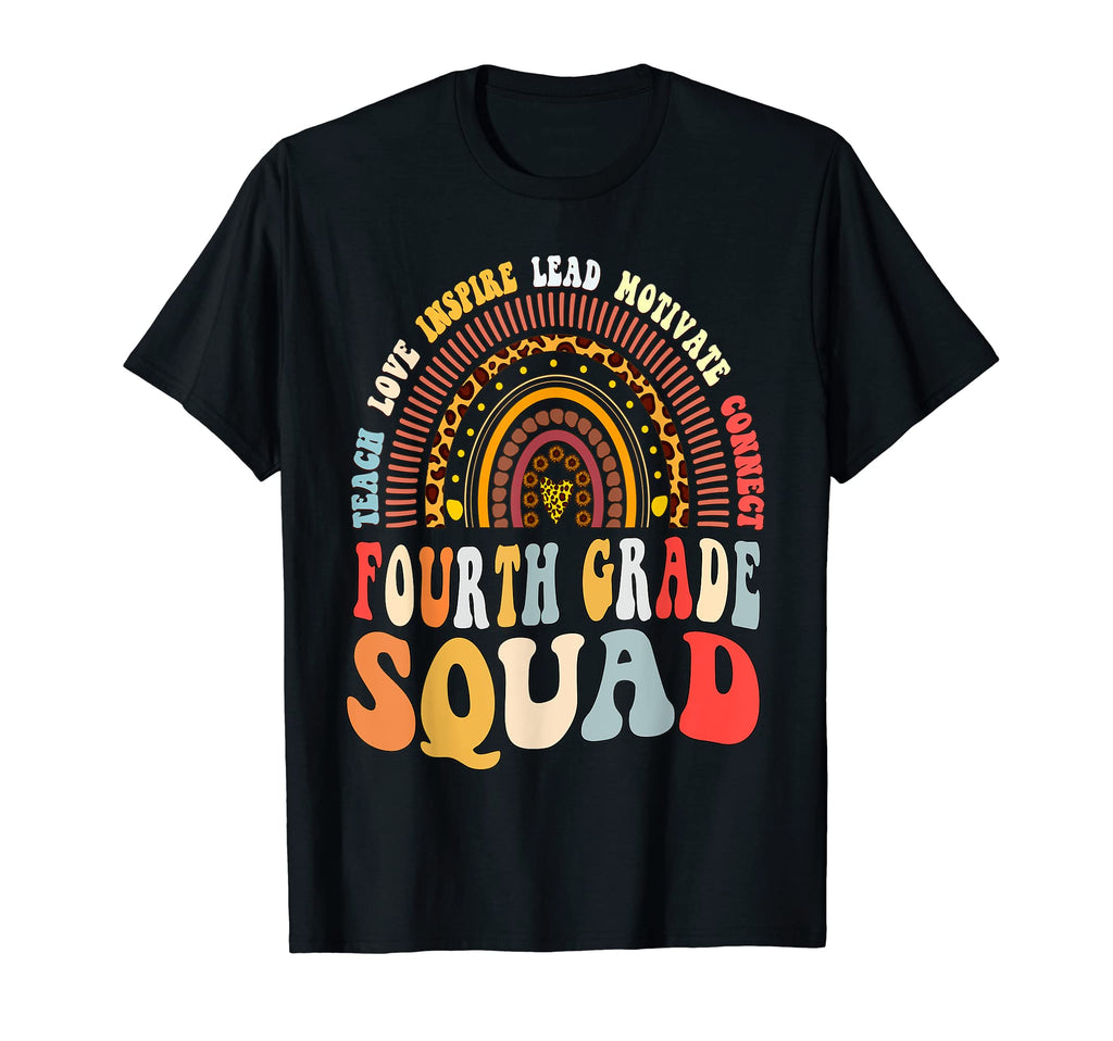 Fourth Grade Teacher Squad Back T-Shirt - Casual Everyday Wear Men Women - T-Shirt, Sweatshirt, Hoodie