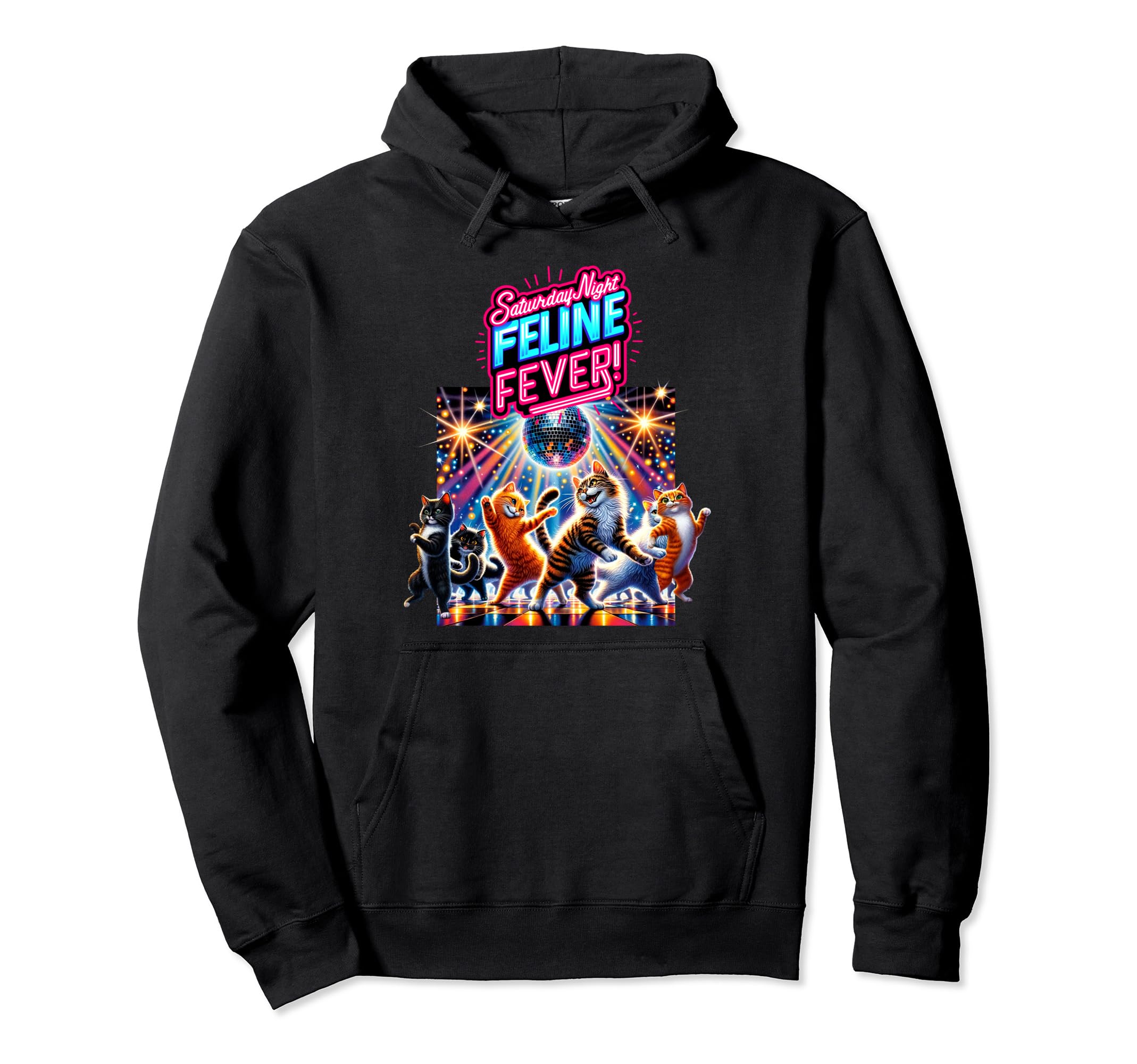Parody Kitty Cat Lover Disco Feline Hoodie - Fun Novelty Design Unisex - T-Shirt, Sweatshirt, Hoodie