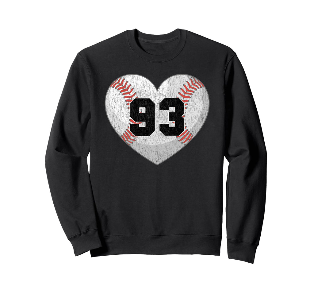 Baseball Number 93 Distressed Heart Sweatshirt - Minimalist Print Unisex - T-Shirt, Sweatshirt, Hoodie