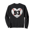 Baseball Number 93 Distressed Heart Sweatshirt - Minimalist Print Unisex - T-Shirt, Sweatshirt, Hoodie