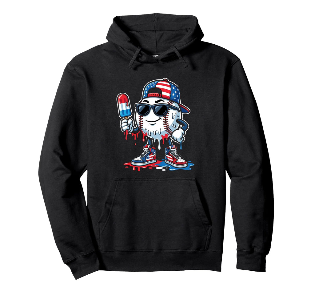 Baseball Drip Ice Cream American Flag Hoodie - Custom Art Print for Adults - T-Shirt, Sweatshirt, Hoodie