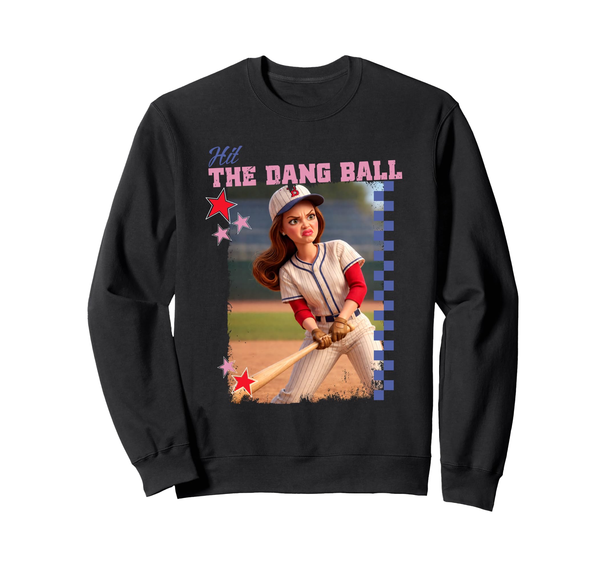 Hit Dang Ball Funny Baseball Mom Sweatshirt - Custom Art Print for Adults - T-Shirt, Sweatshirt, Hoodie