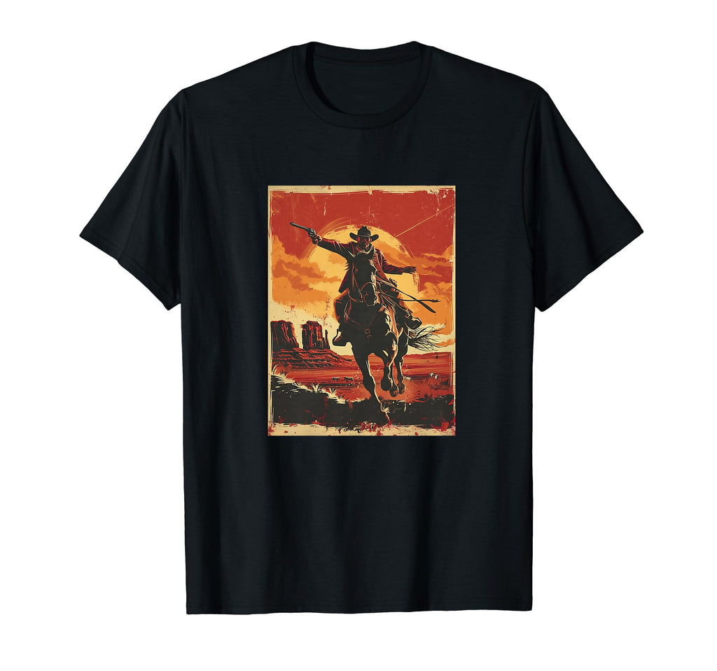 Western Cowboy Horseback T-Shirt - Novelty Apparel Men Women - T-Shirt, Sweatshirt, Hoodie