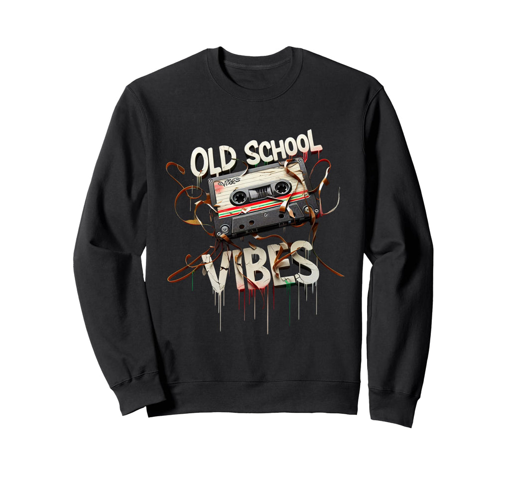 Old School Vibes Cassette Tape Sweatshirt - Fun Novelty Design for Adults - T-Shirt, Sweatshirt, Hoodie