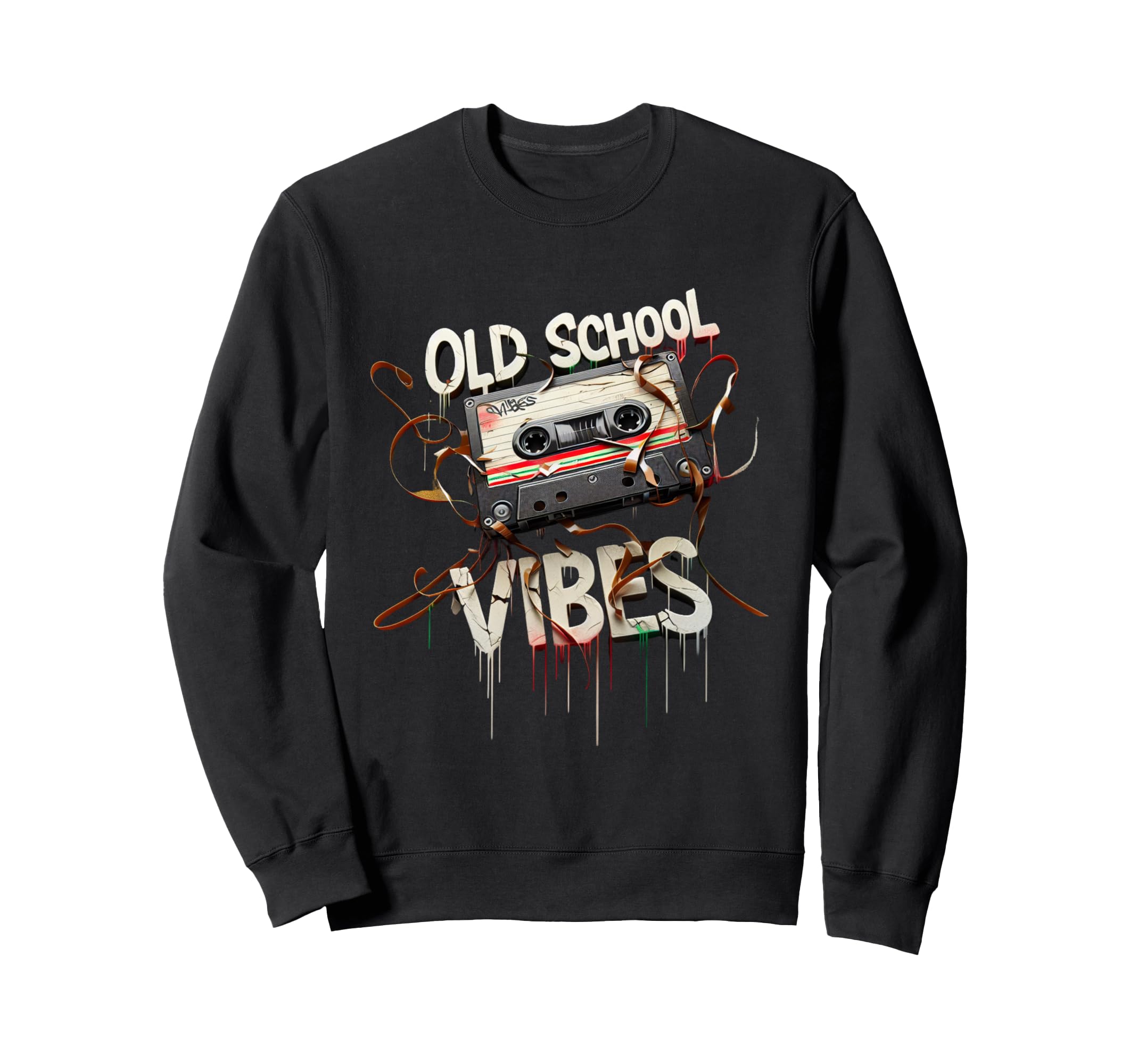Old School Vibes Cassette Tape Sweatshirt - Fun Novelty Design for Adults - T-Shirt, Sweatshirt, Hoodie