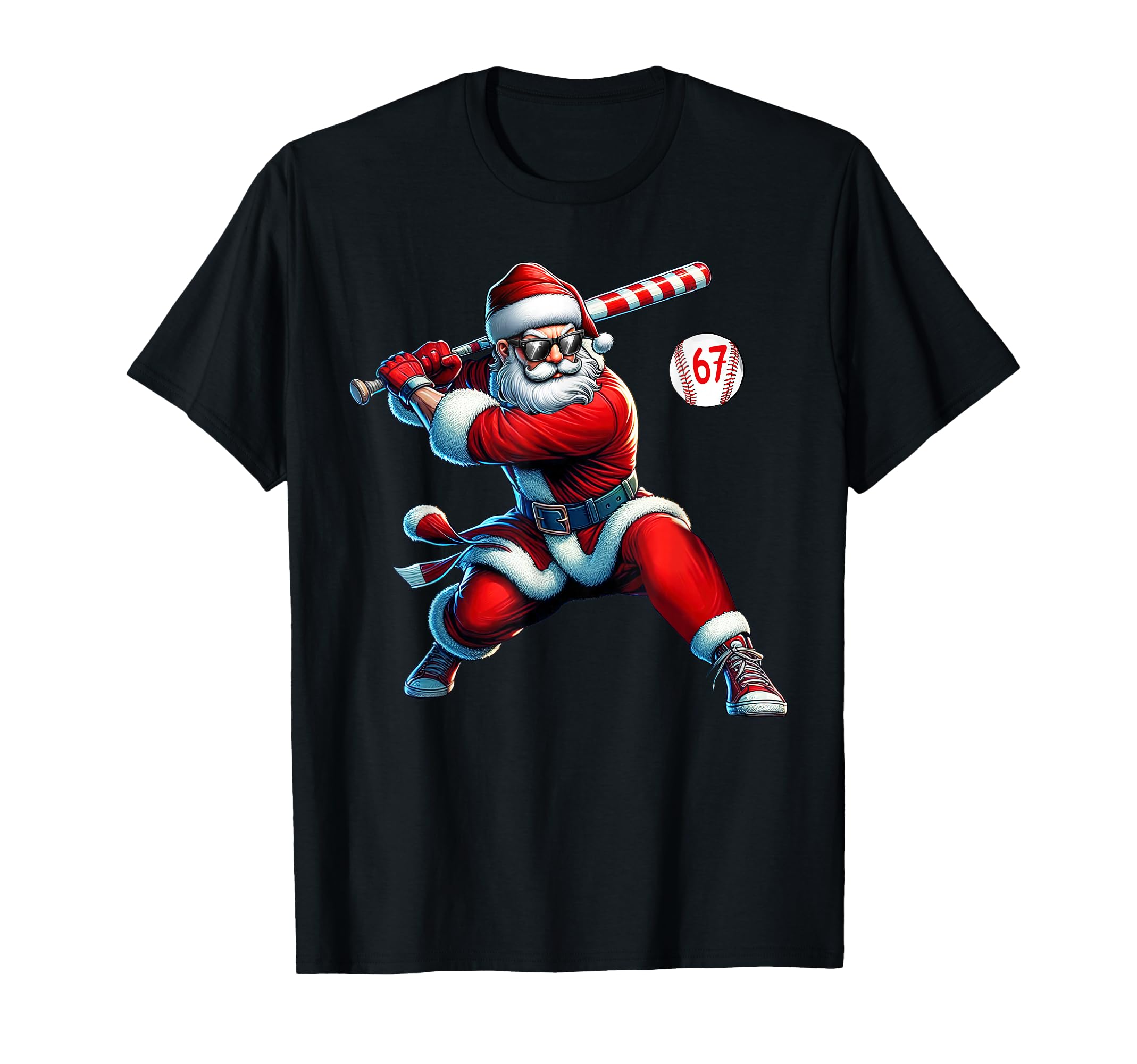 Santa Baseball Six Seven 6 7 Meme T-Shirt - Casual Everyday Wear Unisex - T-Shirt, Sweatshirt, Hoodie