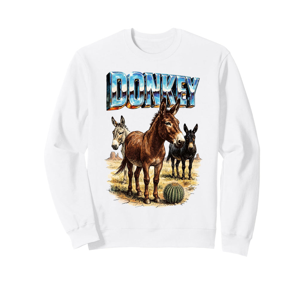 Donkey 70S 90S Donkey Silly Farm Sweatshirt - Fun Novelty Design Men Women - T-Shirt, Sweatshirt, Hoodie