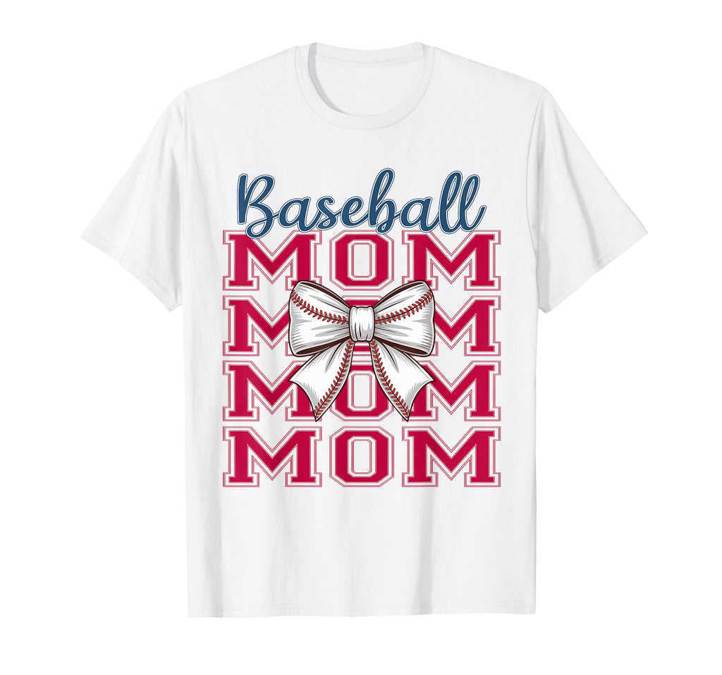 Baseball Mom Coquette Bow Mama Mothers T-Shirt - Novelty Apparel Unisex - T-Shirt, Sweatshirt, Hoodie