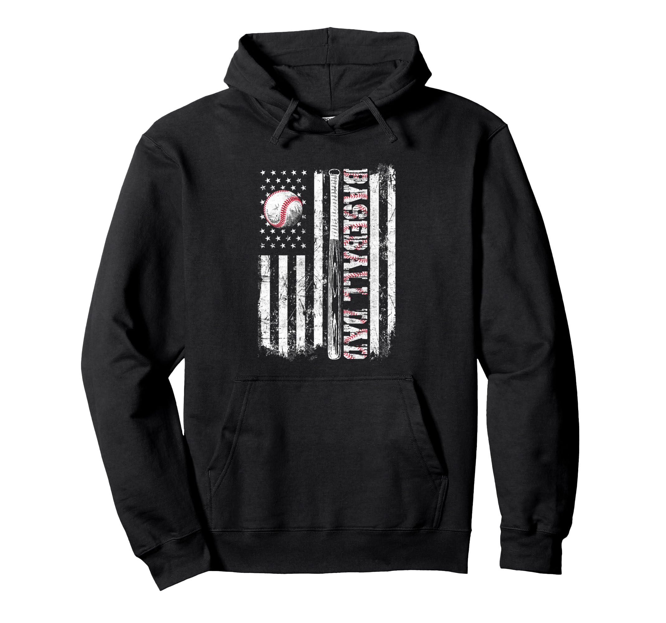 Baseball Dad American Flag Patriotic Hoodie - Trendy Graphic Unisex - T-Shirt, Sweatshirt, Hoodie