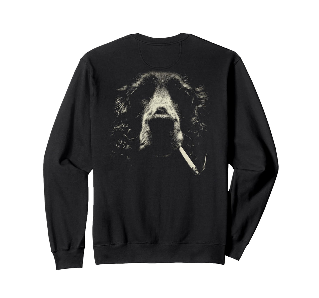 English Cocker Spaniel Smoking Sweatshirt - Unique Graphic Unisex - T-Shirt, Sweatshirt, Hoodie