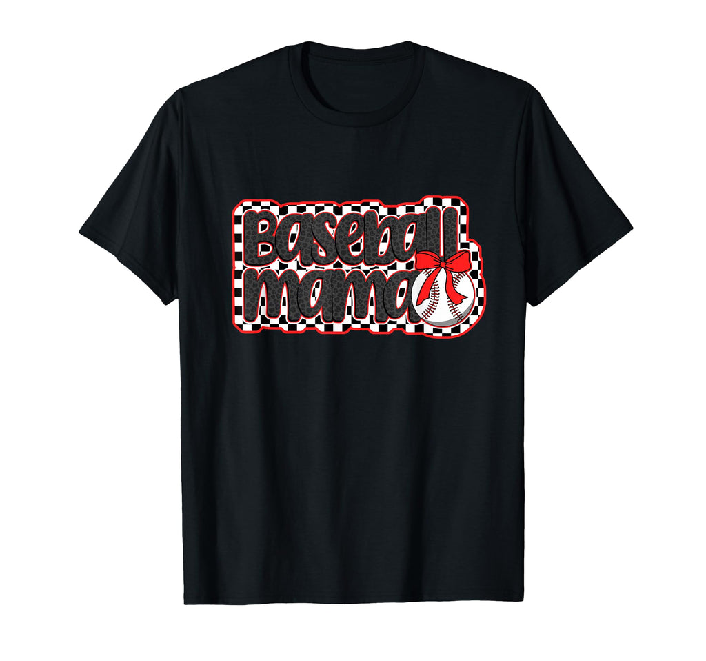 Baseball Mama Coquette Checkered T-Shirt - Streetwear Style Unisex - T-Shirt, Sweatshirt, Hoodie