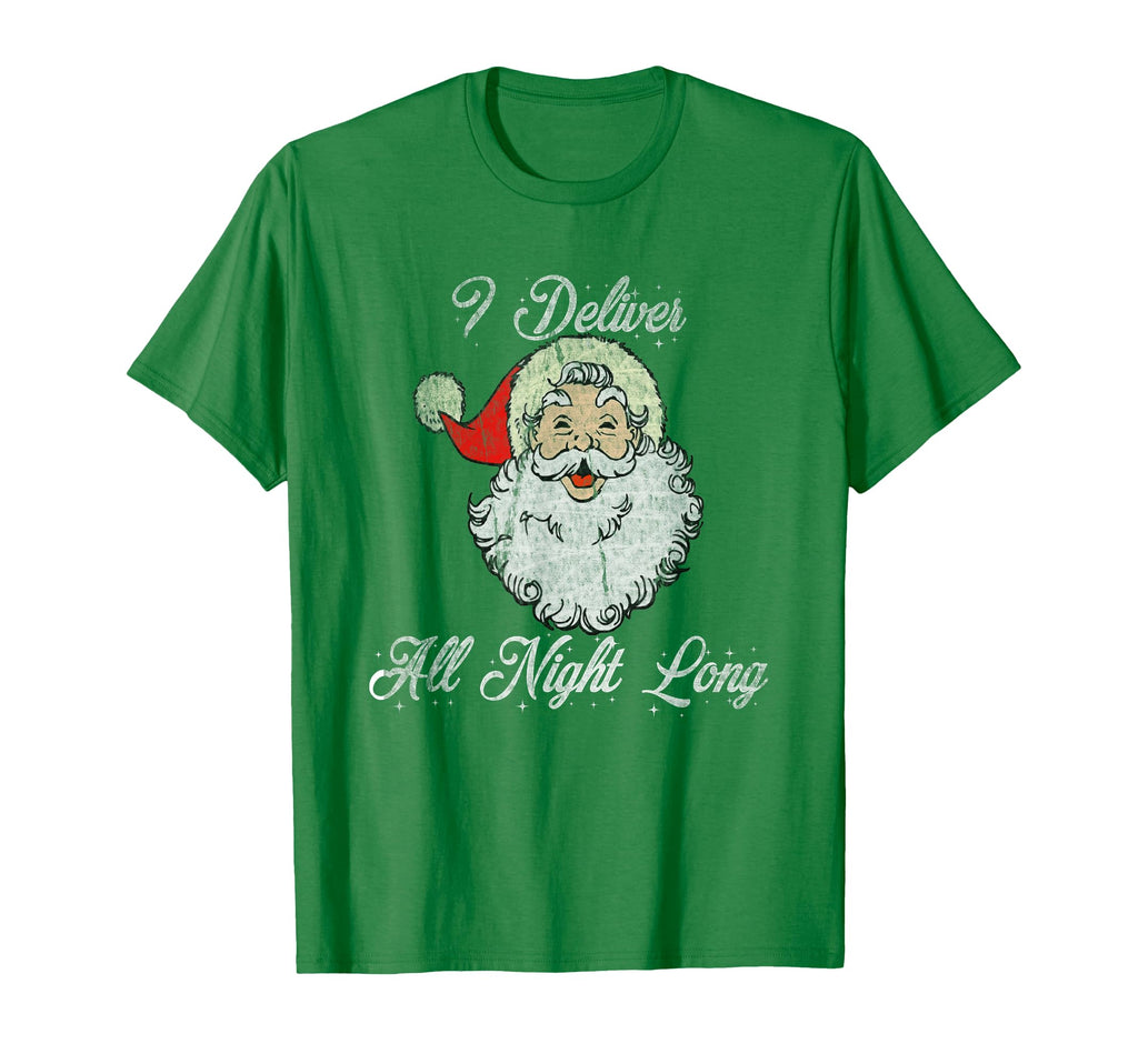 Santa I Deliver All Night Long Distressed Hoodie - Graphic Print Unisex - T-Shirt, Sweatshirt, Hoodie
