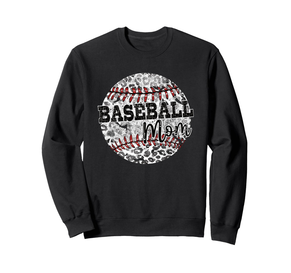Leopard Baseball Mom Distressed Sweatshirt - Custom Art Print for Adults - T-Shirt, Sweatshirt, Hoodie