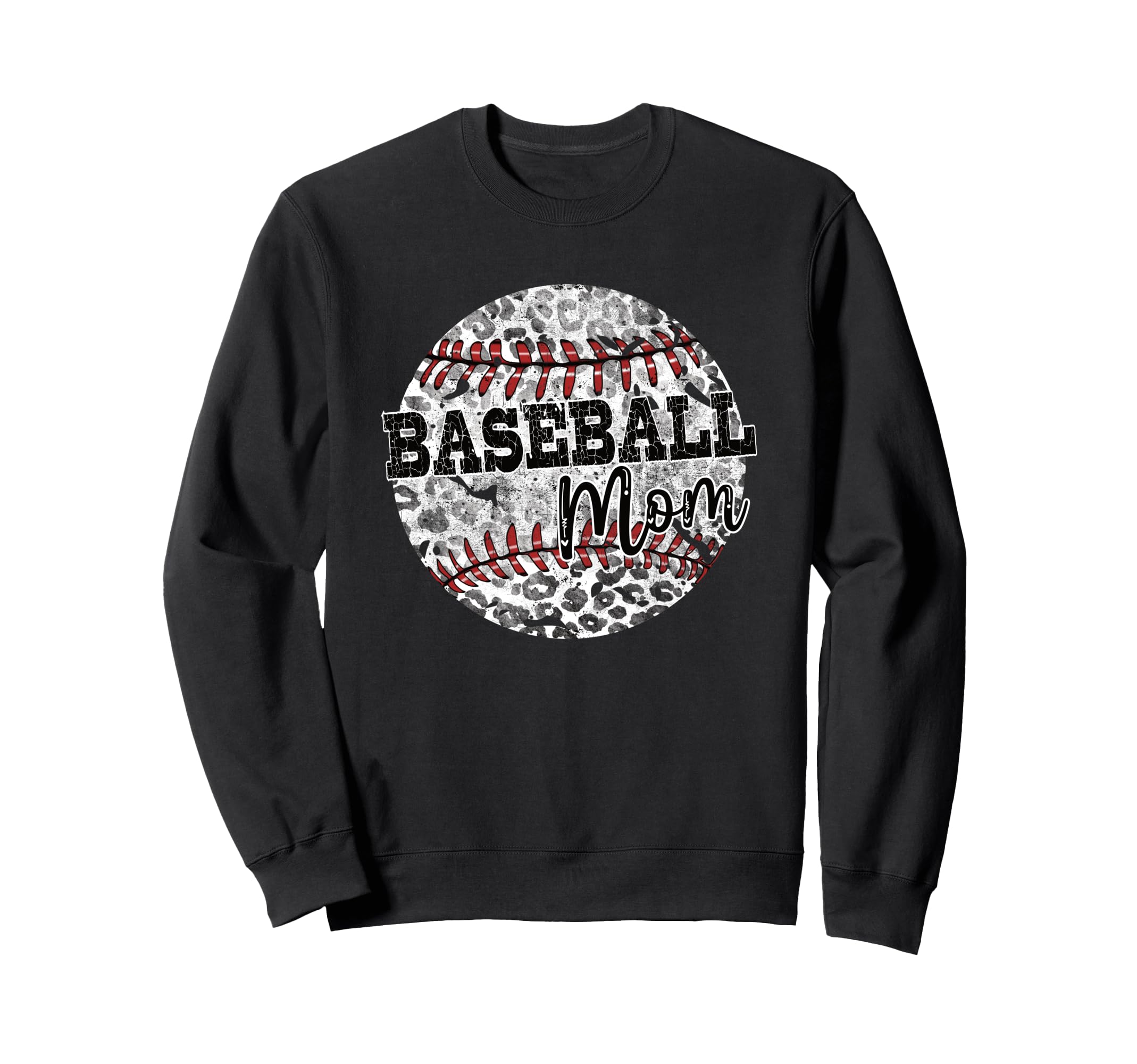 Leopard Baseball Mom Distressed Sweatshirt - Custom Art Print for Adults - T-Shirt, Sweatshirt, Hoodie