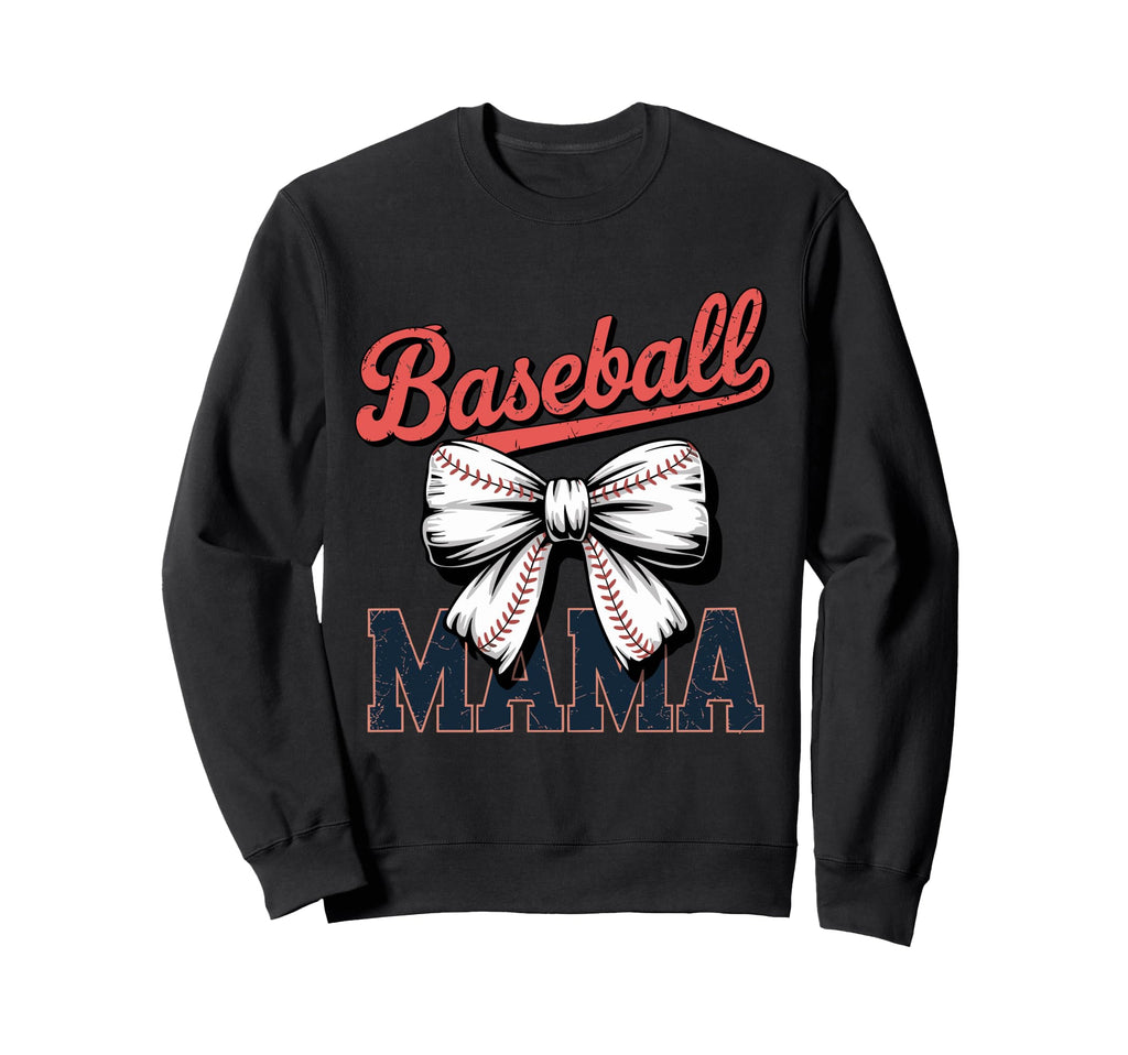 Coquette Bow Baseball Mama Sports Sweatshirt - Minimalist Print Men Women - T-Shirt, Sweatshirt, Hoodie