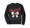 Coquette Bow Baseball Mama Sports Sweatshirt - Minimalist Print Men Women - T-Shirt, Sweatshirt, Hoodie