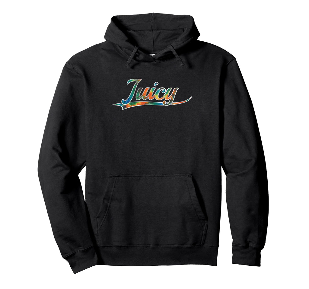 Juicy Y2K Aesthetic Tie Dye Varsity Hoodie - Streetwear Style Unisex - T-Shirt, Sweatshirt, Hoodie