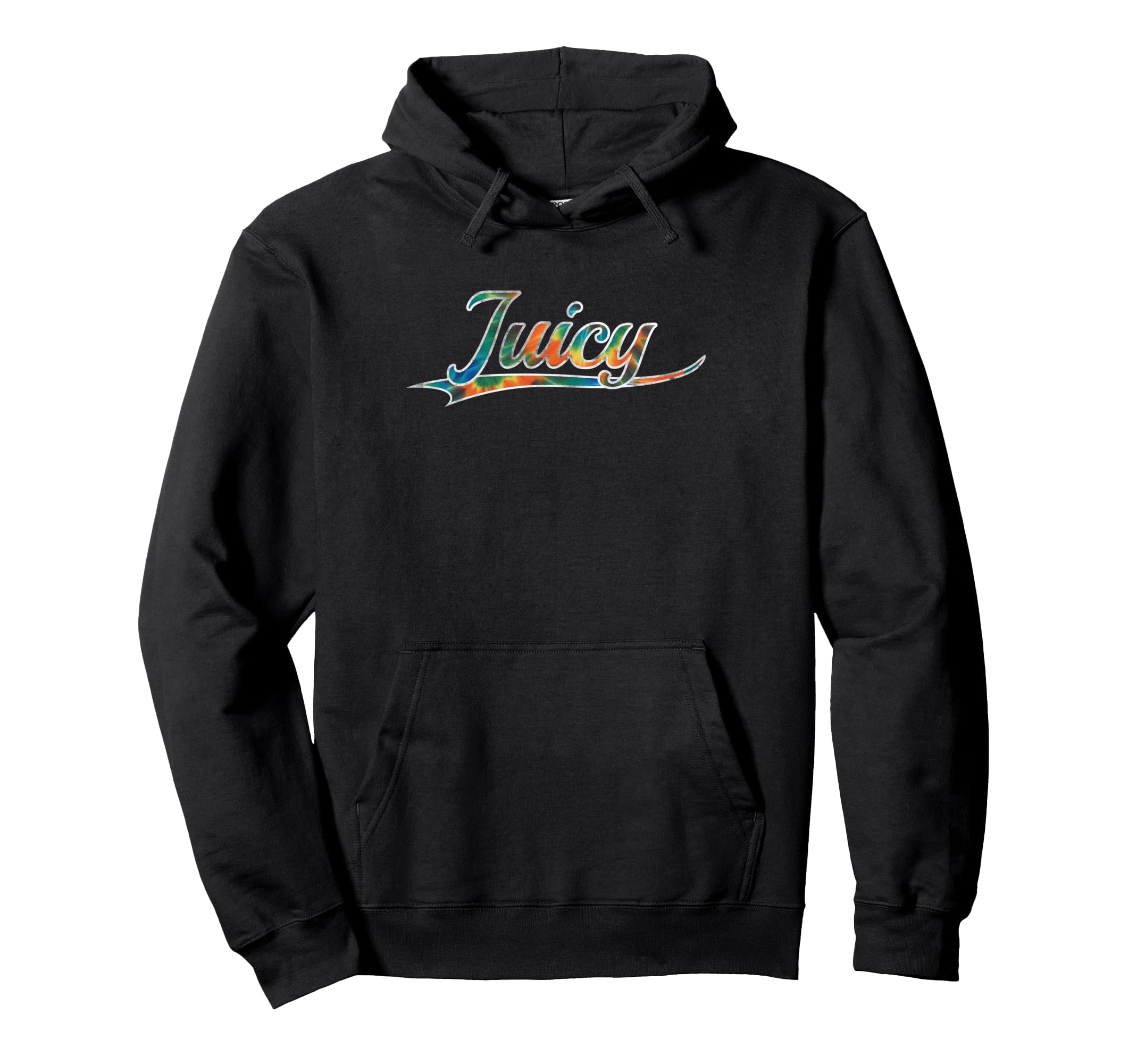 Juicy Y2K Aesthetic Tie Dye Varsity Hoodie - Streetwear Style Unisex - T-Shirt, Sweatshirt, Hoodie