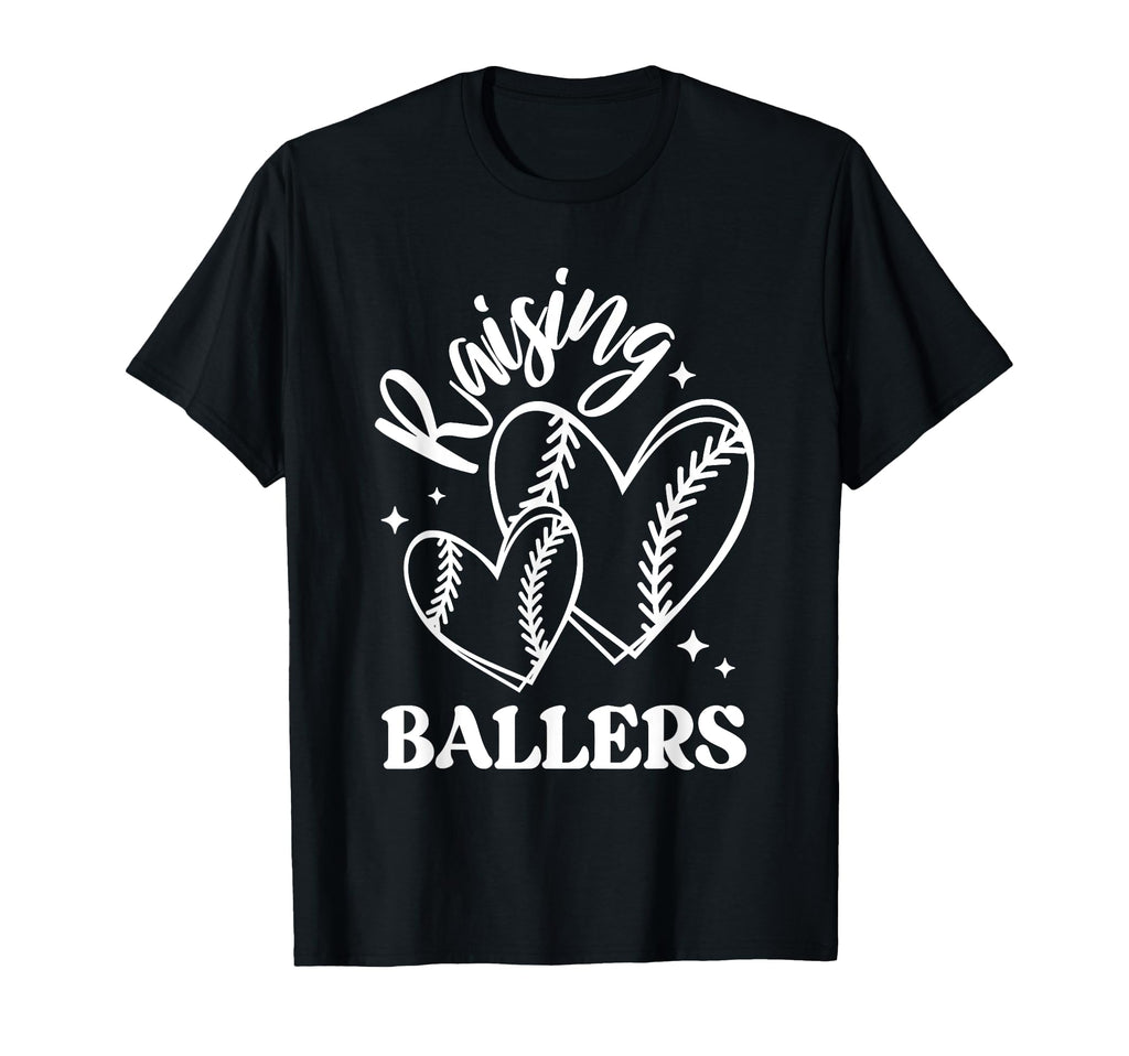 Raising Ballers Baseball Mom Heart T-Shirt - Aesthetic Graphic Men Women - T-Shirt, Sweatshirt, Hoodie