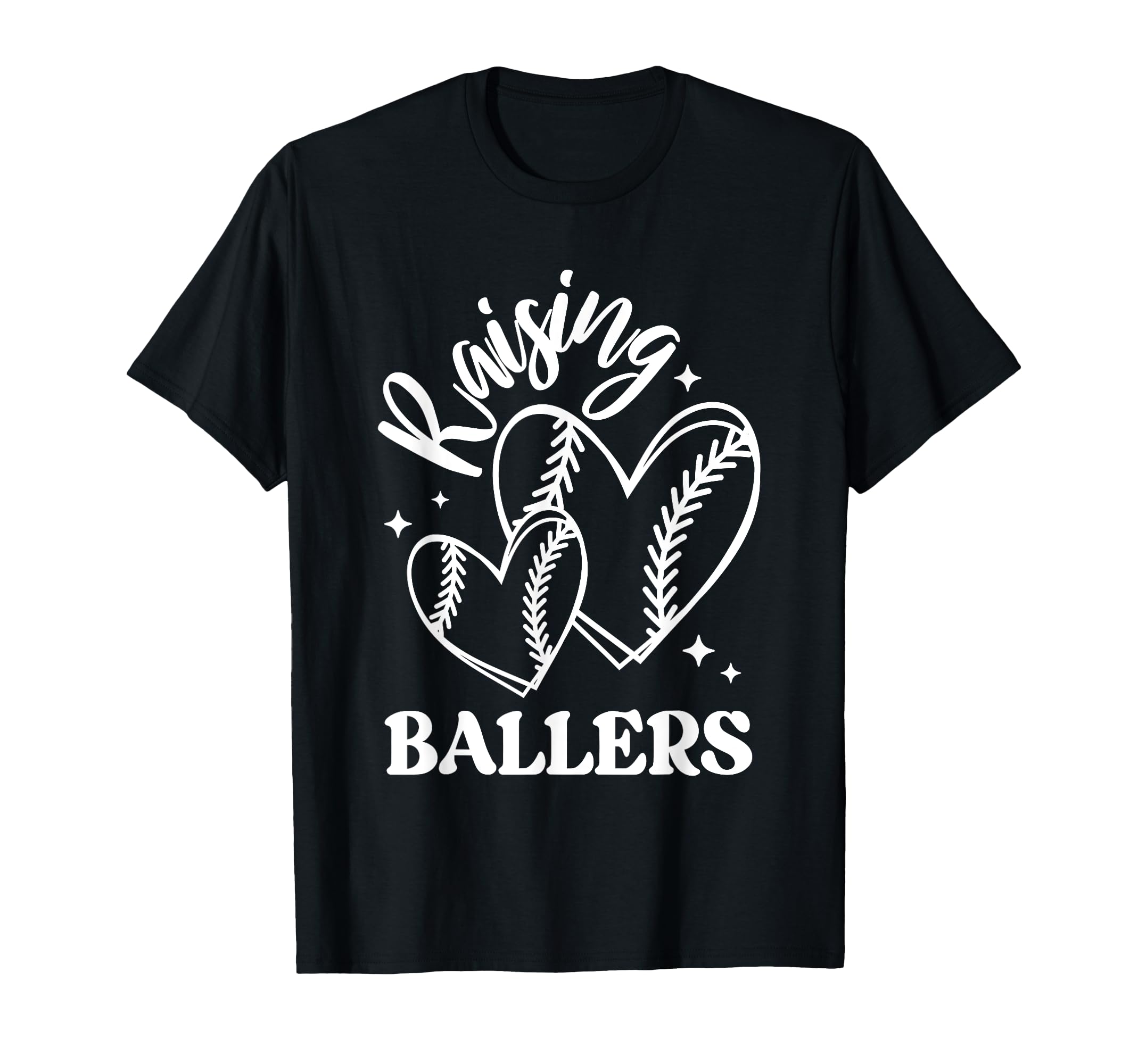 Raising Ballers Baseball Mom Heart T-Shirt - Aesthetic Graphic Men Women - T-Shirt, Sweatshirt, Hoodie